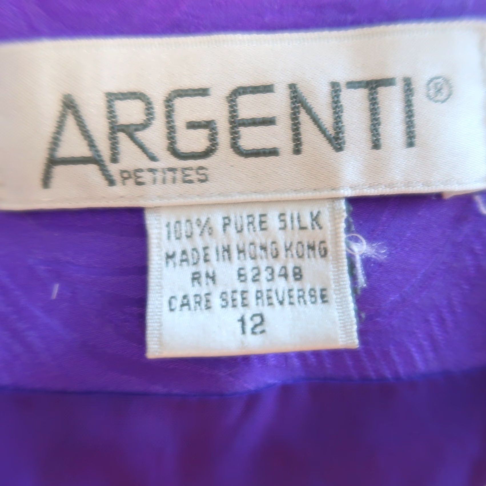 Vintage VINTAGE Argenti royal purple silk top and skirt suit set 12 1990s Cocktail Silk Women’s Dress Suit Size XL / US 12-14 / IT 48-50 - 6 Thumbnail