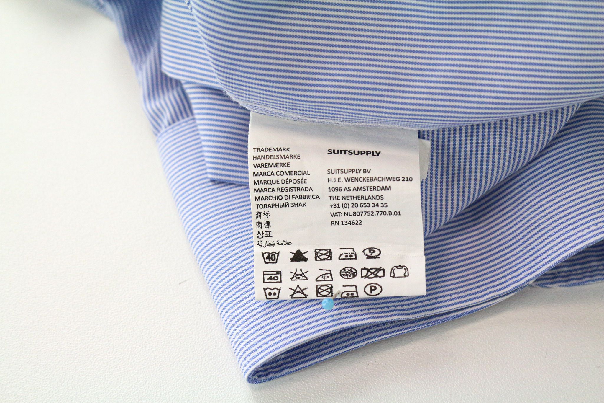 Suitsupply 46/18 Extra Slim Blue Cotton Shirt 78585 Size 46R - 6 Thumbnail