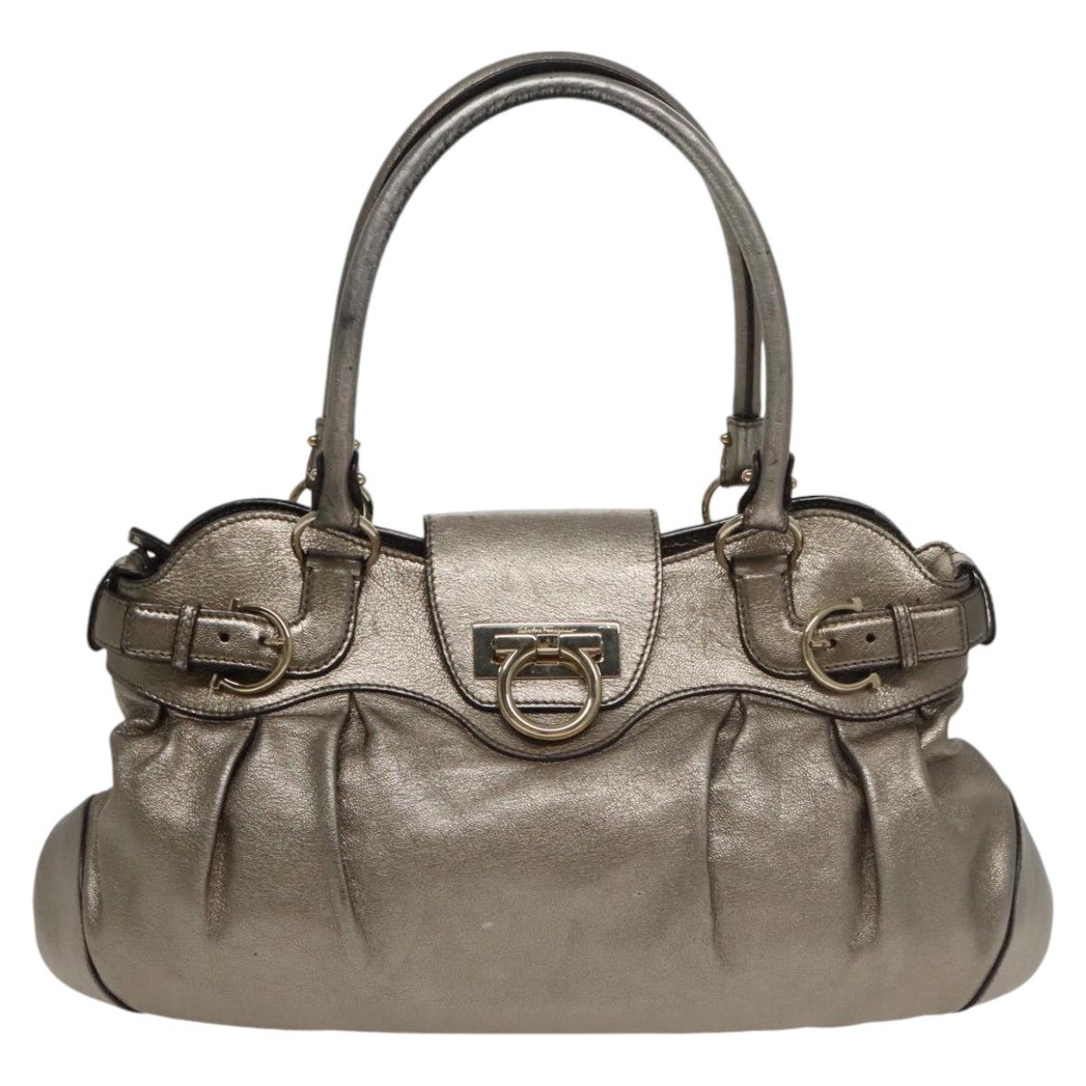 Salvatore Ferragamo Gancini Silver Leather Handbag (Pre-Owned) Size ONE SIZE - 1 Thumbnail