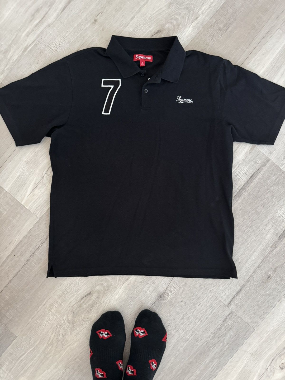 トップス Supreme Cursive Polo Black M Supreme - Supreme Cursive Polo 