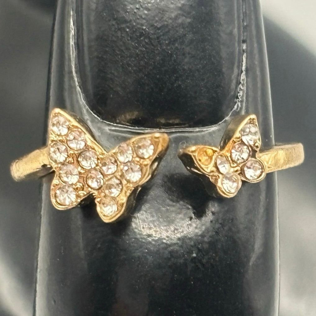 Other Gold Crystal Butterfly Ring Size ONE SIZE - 1 Thumbnail