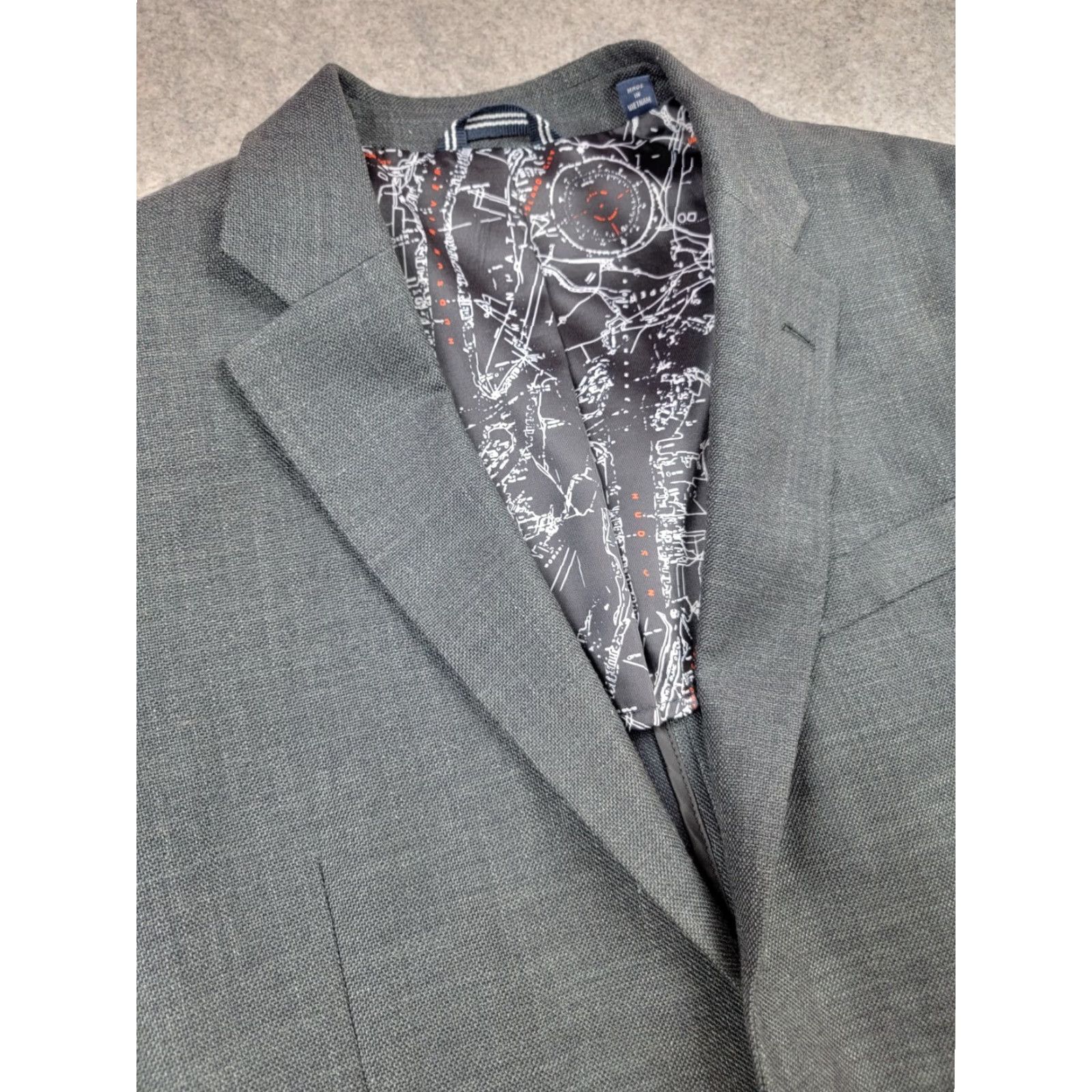 Nautica Nautica Suit Jacket Blazer Mens 38R Gray Double-Vented Linen Polyester Spandex Notch Hooked Two-Button Front Button Style Regular Modern City Classic Size 38R - 2 Thumbnail