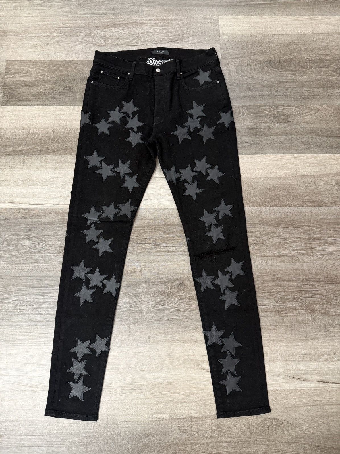 Amiri Amiri Chemist Jeans Black Leather Star Patches Size 36 Size US 36 / EU 52 - 1 Thumbnail