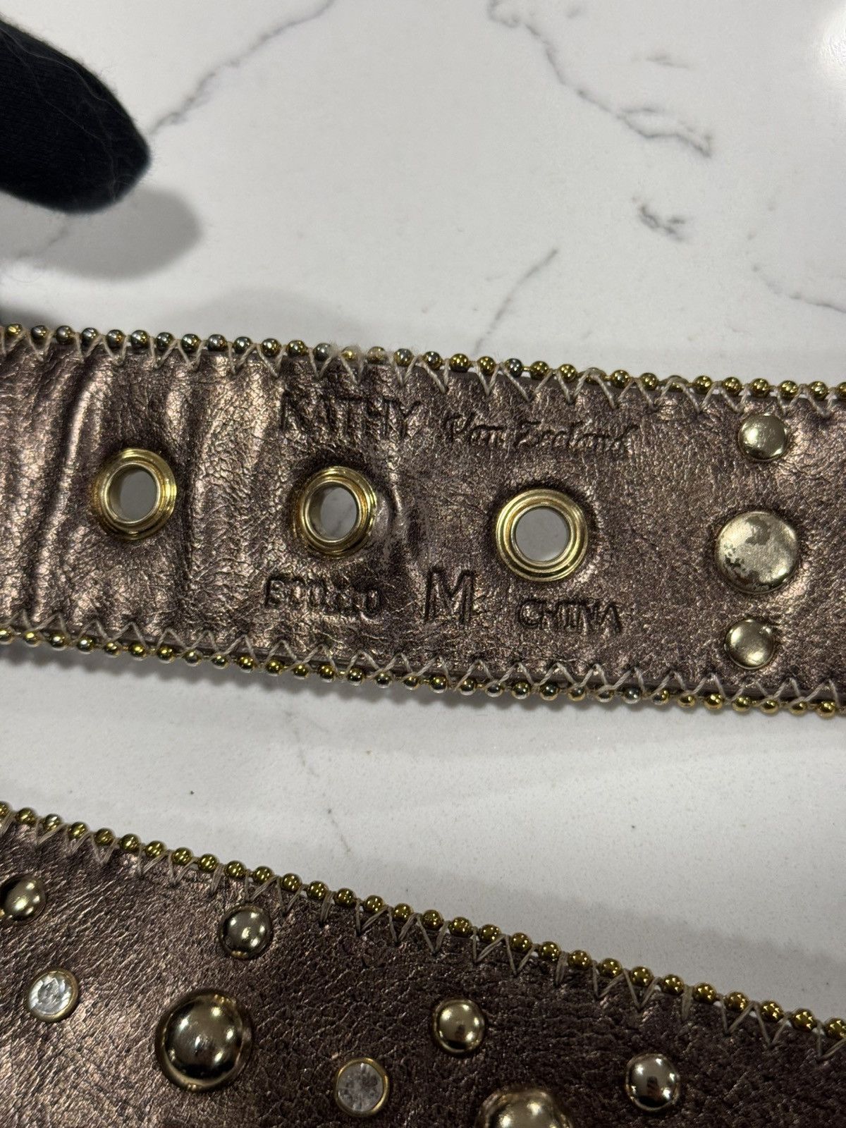 Vintage Vintage Kathy Van Zealand Rhinestone Cowboy Y2K Belt Size 32 - 16 Thumbnail