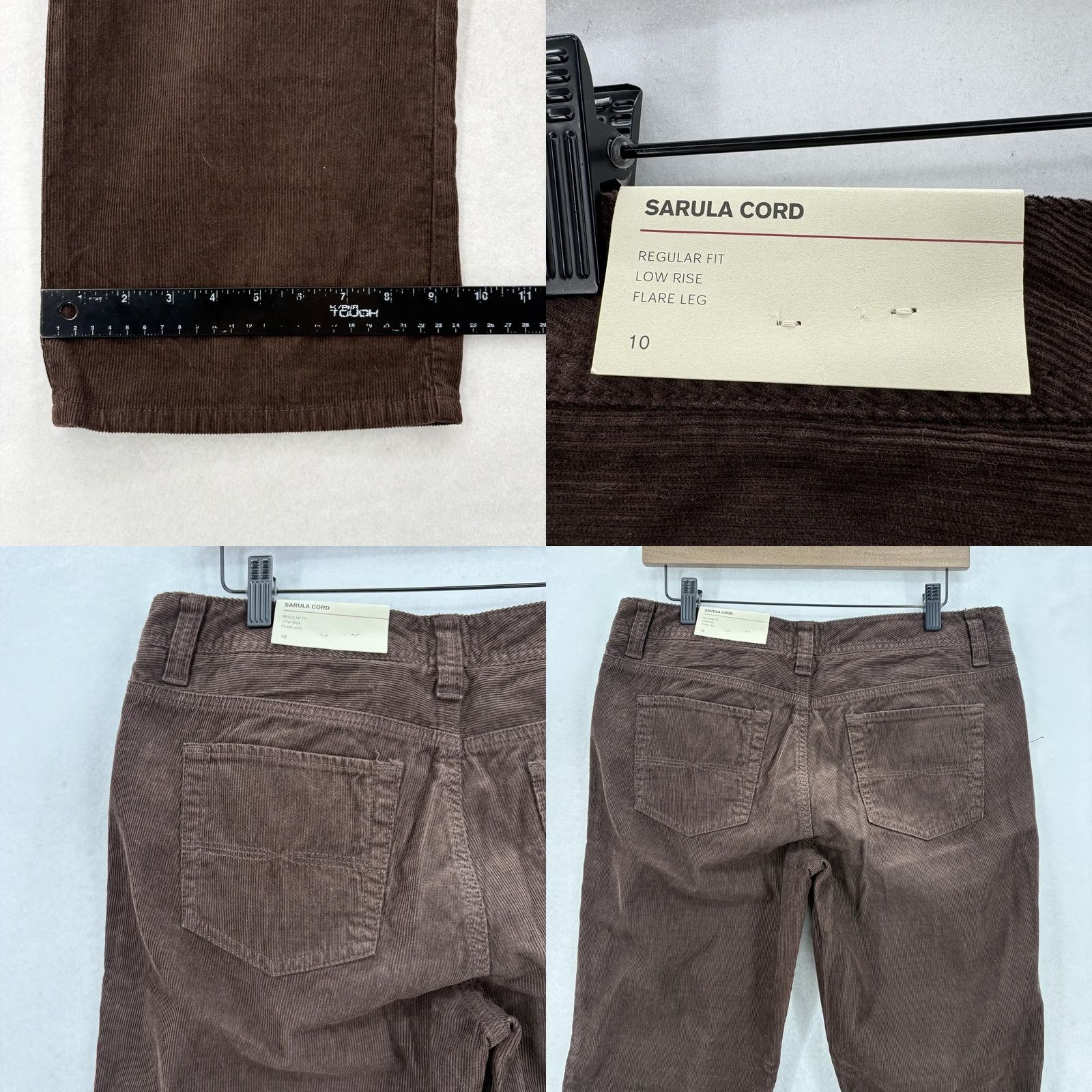 Express VINTAGE Express Sarula Cord Pants Womens 10 Brown Low Rise Flare Corduroy Khakis 90s Womens Size 32" / US 10 / IT 46 - 9 Thumbnail