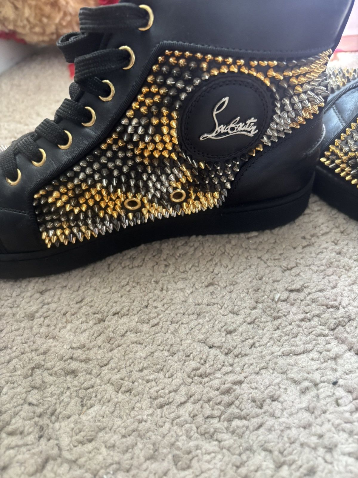 Christian Louboutin Christian Louboutin Black leather spikes Size US 7 / IT 37 - 3 Thumbnail