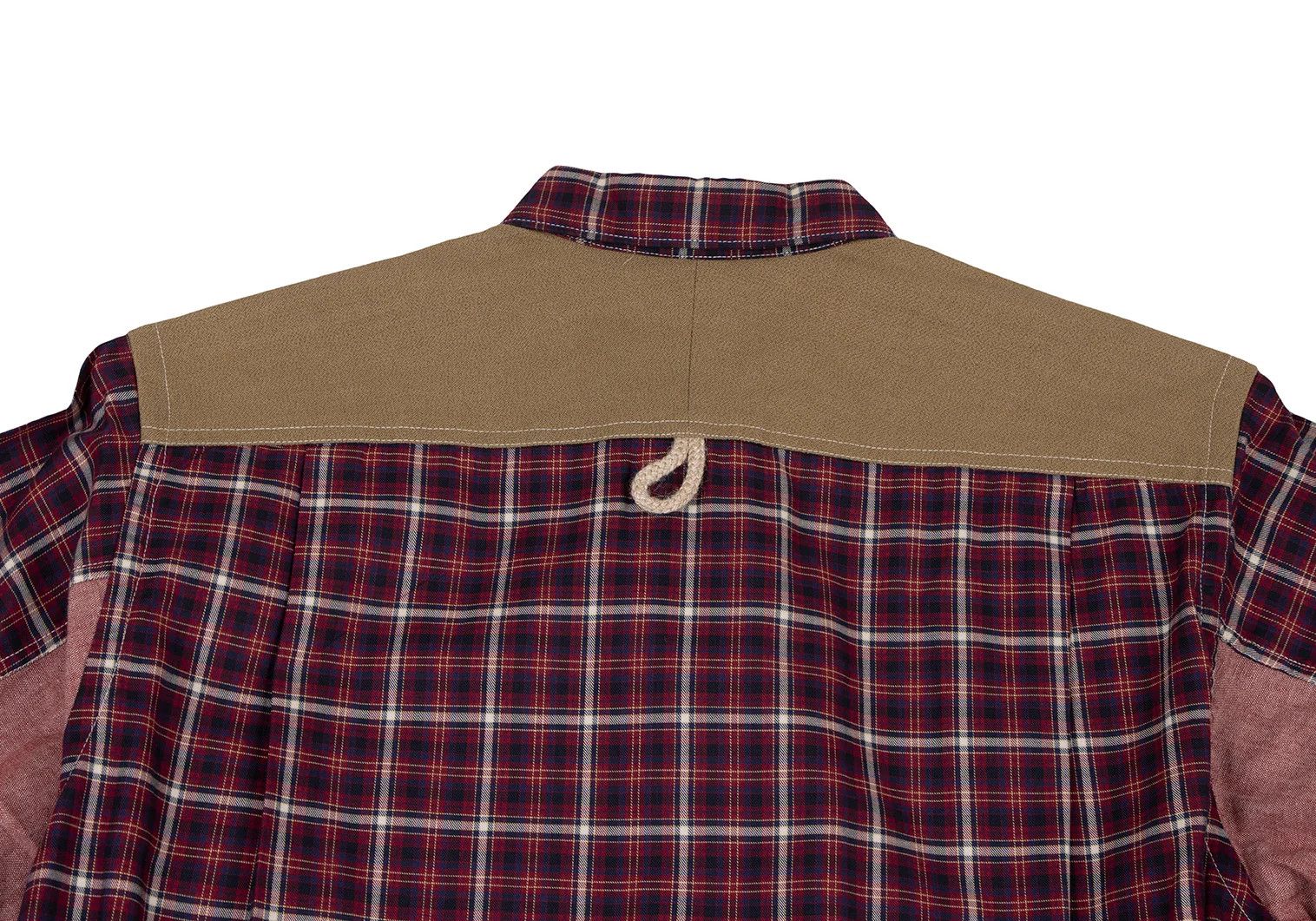 Junya Watanabe Check Pattern Panel Mixed Material Shirt in Red, Size XS Size US XS / EU 42 / 0 - 12 Thumbnail