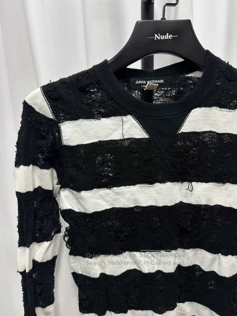 Junya Watanabe JUNYA WATANABE Distressed Striped Long Sleeve Size US M / EU 48-50 / 2 - 2 Thumbnail
