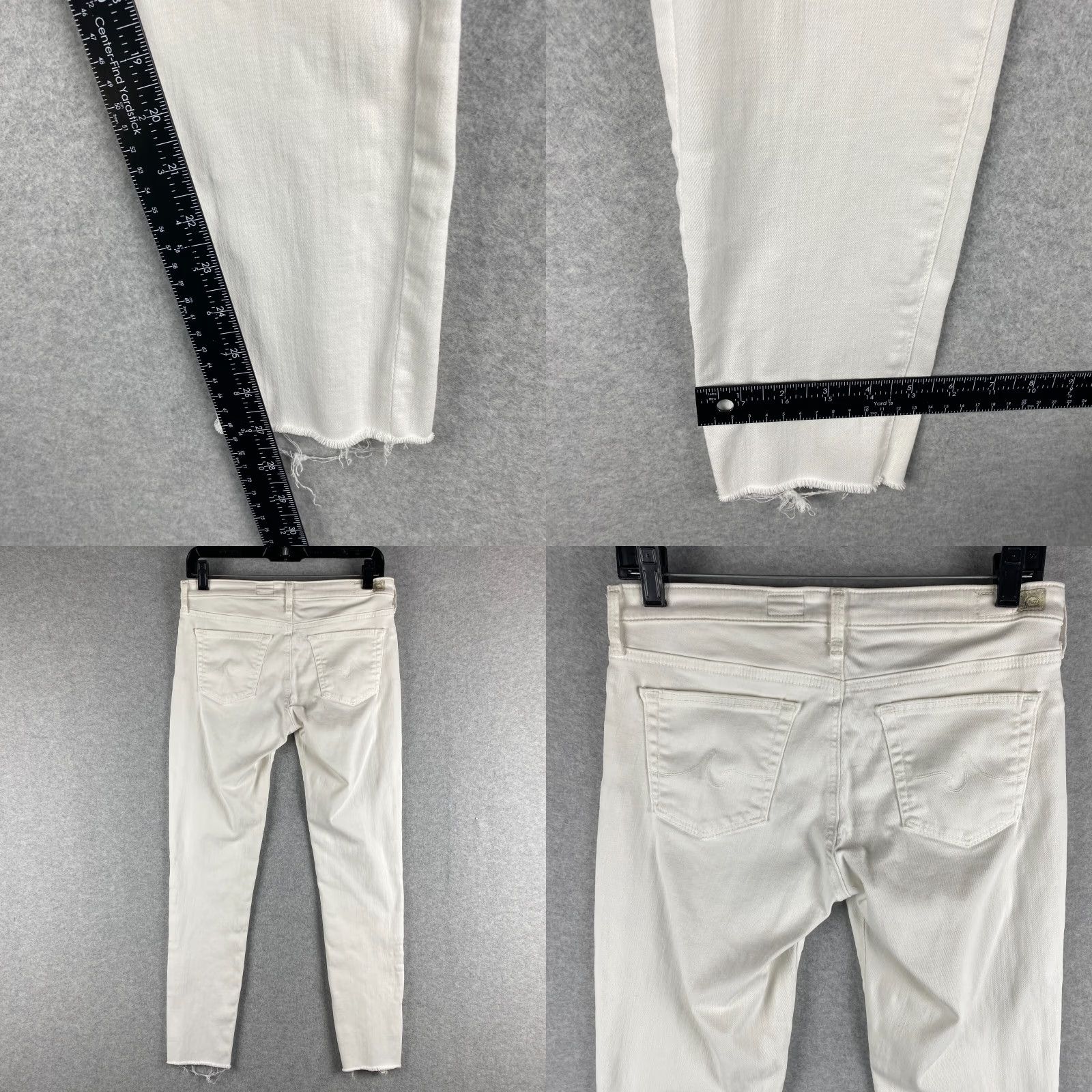 Vintage AG Adriano Goldschmied Jeans Womens 28 R The Legging Super Skinny White Denim Distressed 5-Pocket Zip Slim Fit Modern USA Womens Size 28" / US 6 / IT 42 - 8 Thumbnail
