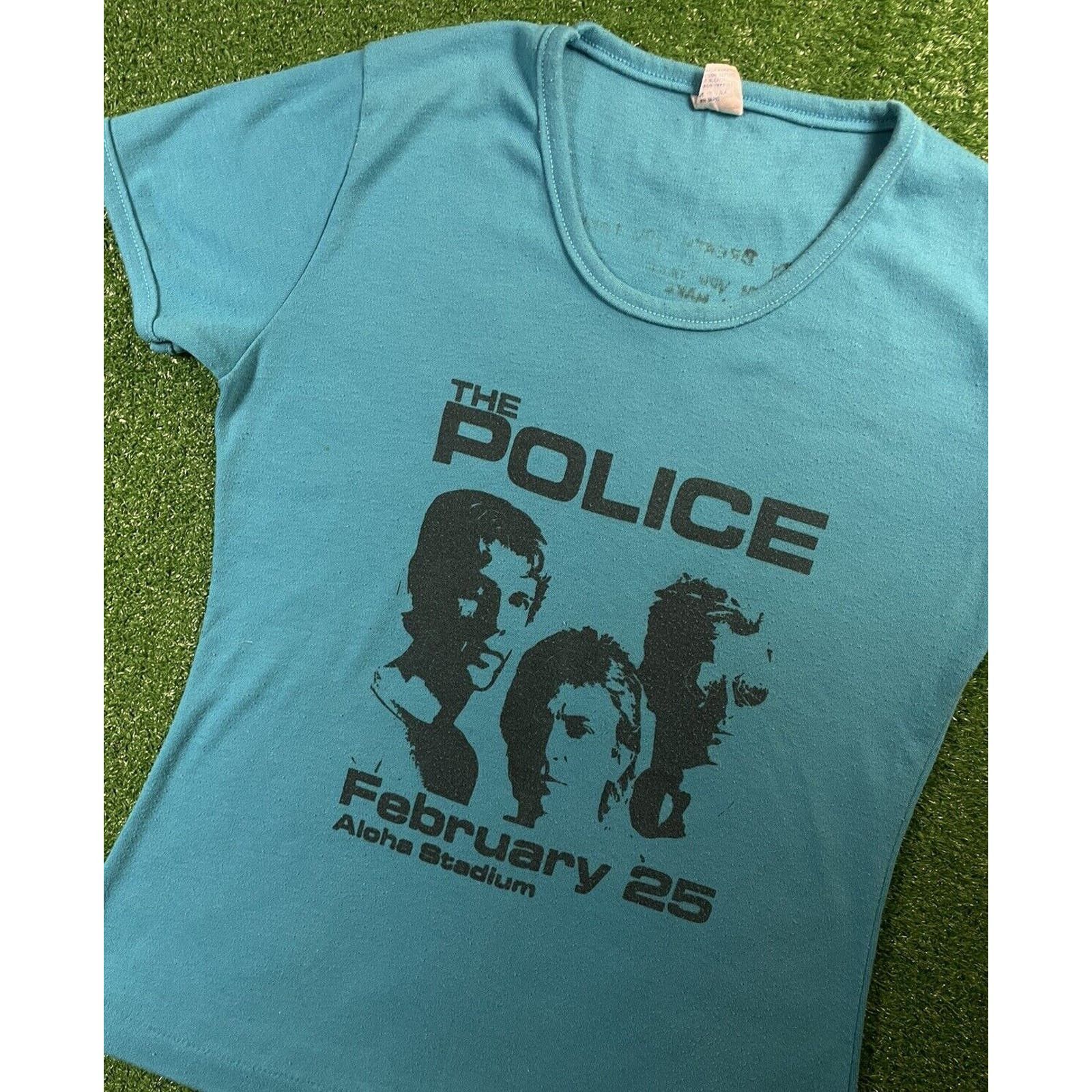 Image of Vintage 80's The Police Blue Babydoll Xs Ringer Shirt Usa, Men's