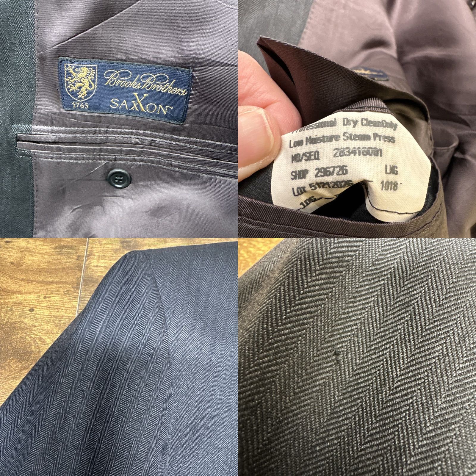 Brooks Brothers VINTAGE Brooks Brothers Blazer Men 43L Wool Herringbone Notch Lapel 2 Button Gray Regular Classic Size 46R - 9 Thumbnail