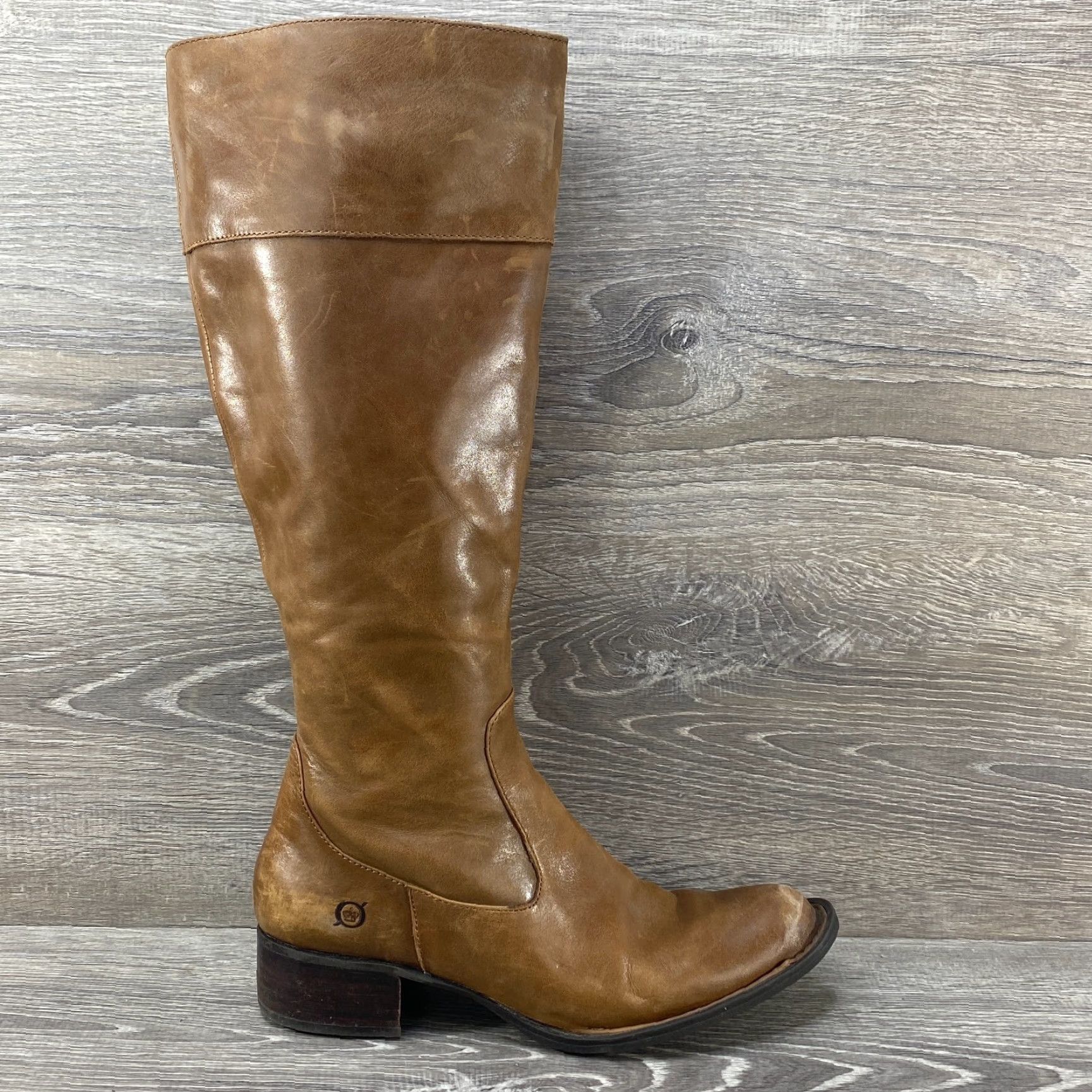 Born Born Brown Leather Knee High Pull On Tall Riding Boots Side Zipper Womens SZ 7 M Size US 7 / IT 37 - 2 Thumbnail