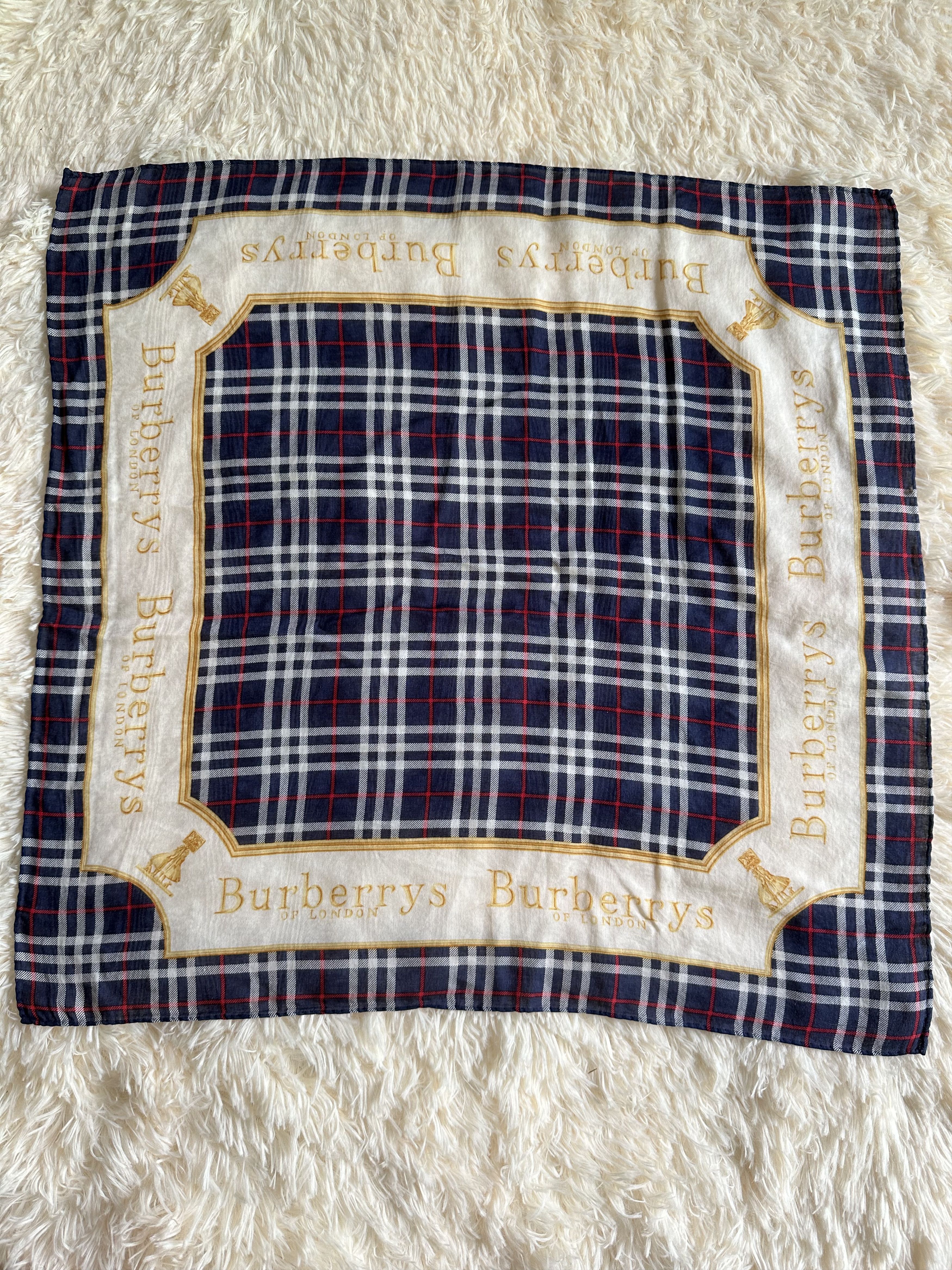 Burberry Vintage Lot Of 2 Handkerchief Burberry Scarf Sil Size ONE SIZE - 8 Thumbnail