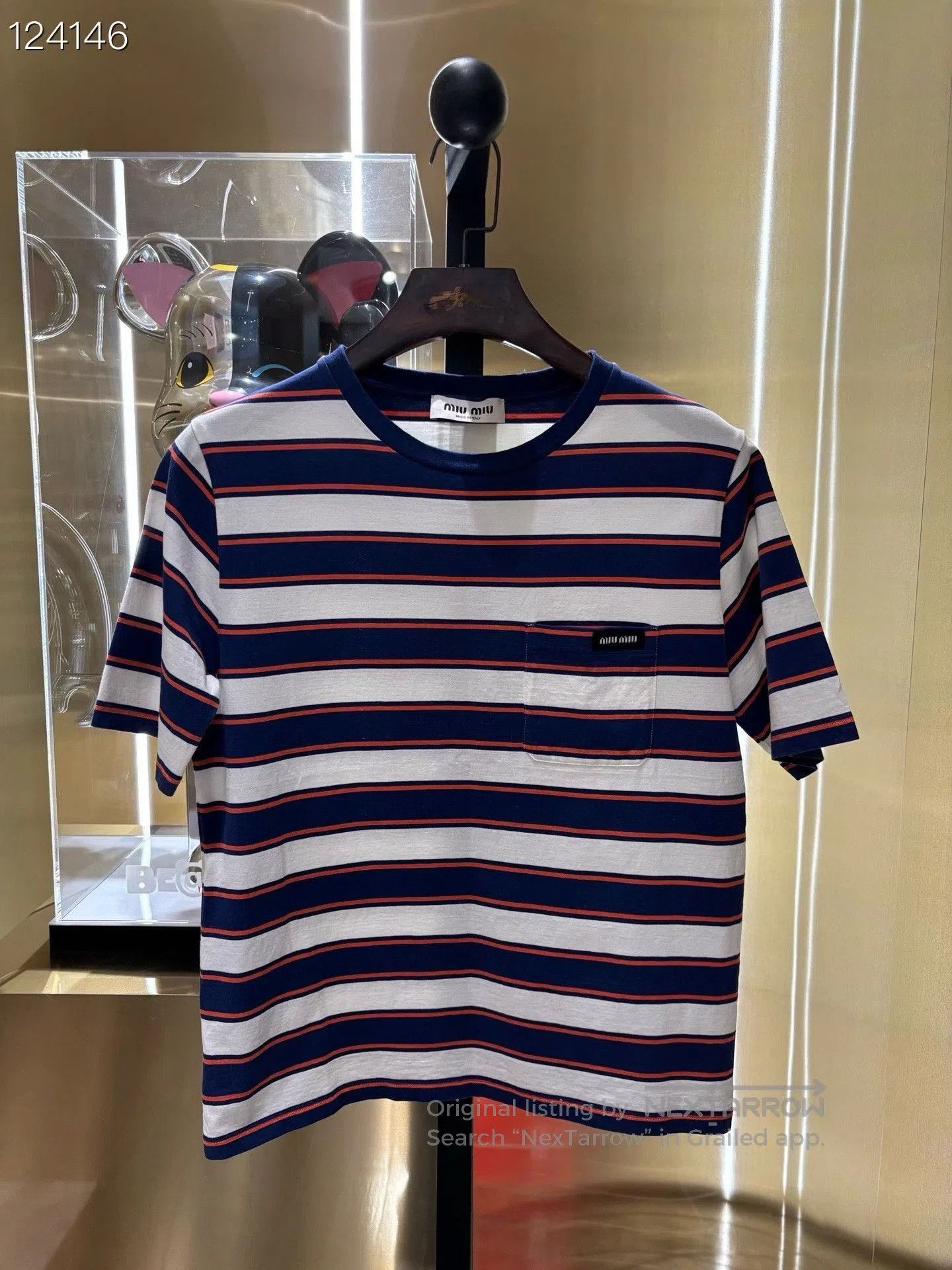 Miu Miu Miu Miu Blue White Striped T. Size L / US 10 / IT 46 - 1 Thumbnail