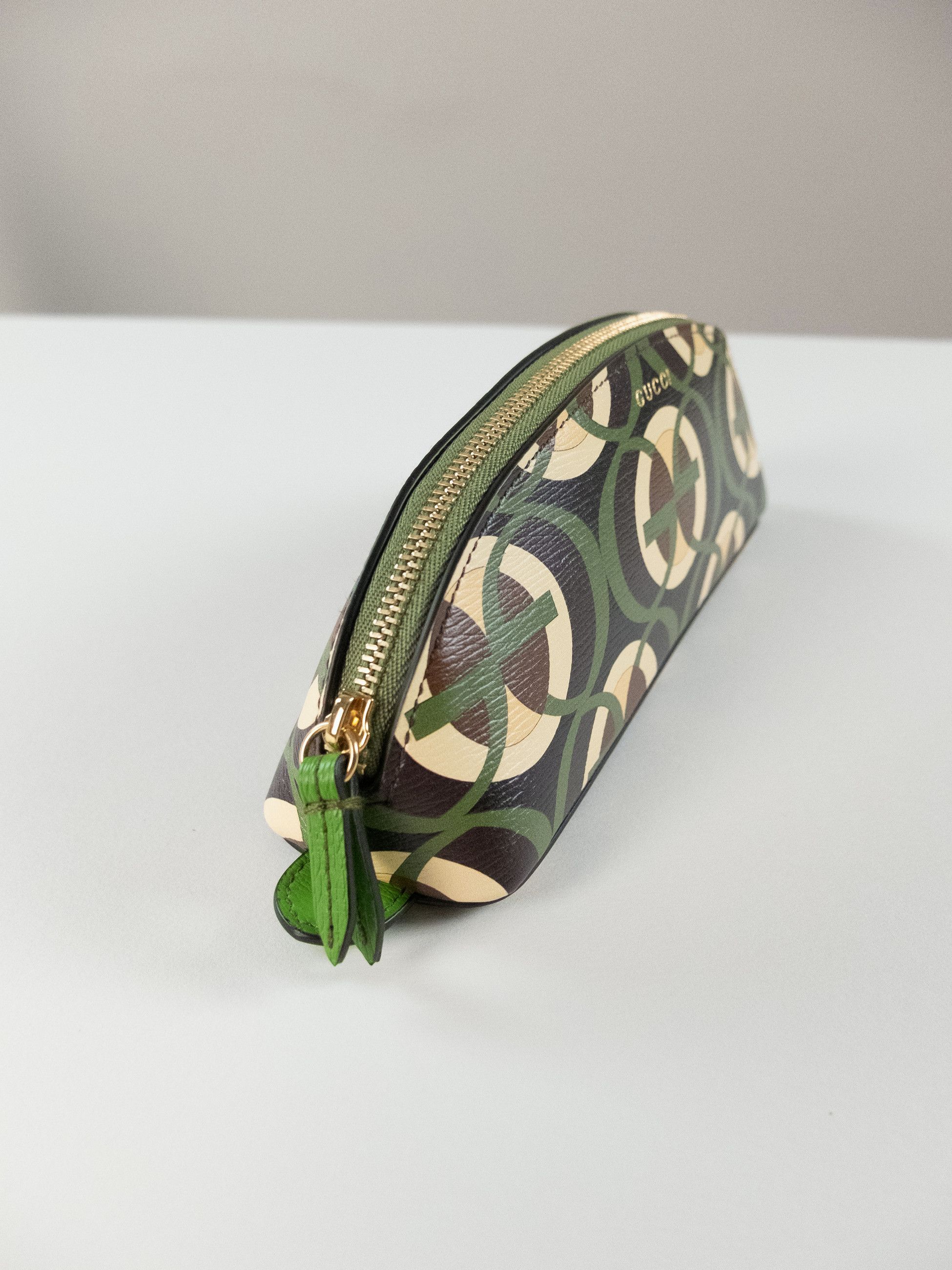 Gucci GUCCI Cascade green brown logo pencil case make up bag Size ONE SIZE - 4 Thumbnail