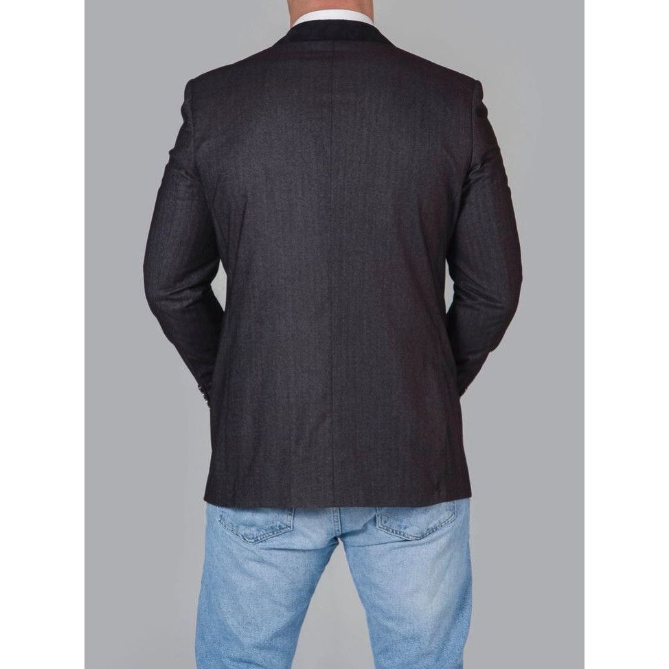 Other Business Class By Babani Mens Grey Herringbone Blazer Wool B Size 42R - 2 Thumbnail