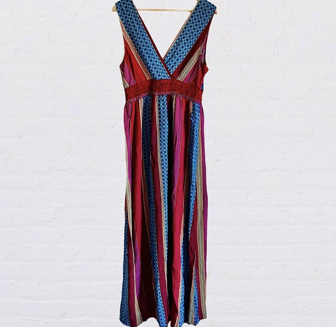 Vintage BEAUTIFUL SLEEVELESS PLUNGING MAXI DRESS Size L / US 10 / IT 46 - 1 Thumbnail