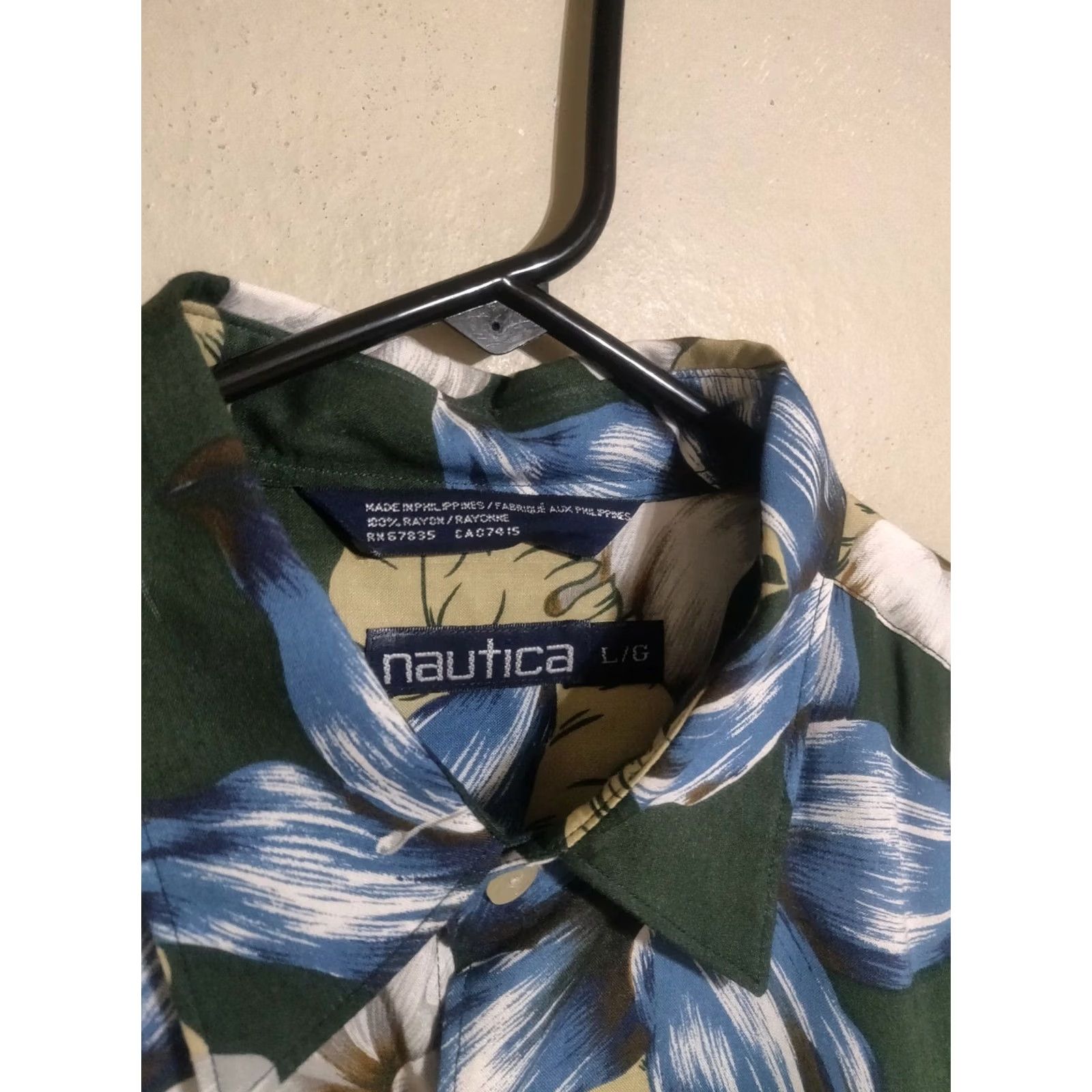 Nautica VINTAGE Nautica Shirt Large Green Floral Rayon S/S Button Down Hawaiian Men's Size US L / EU 52-54 / 3 - 3 Thumbnail