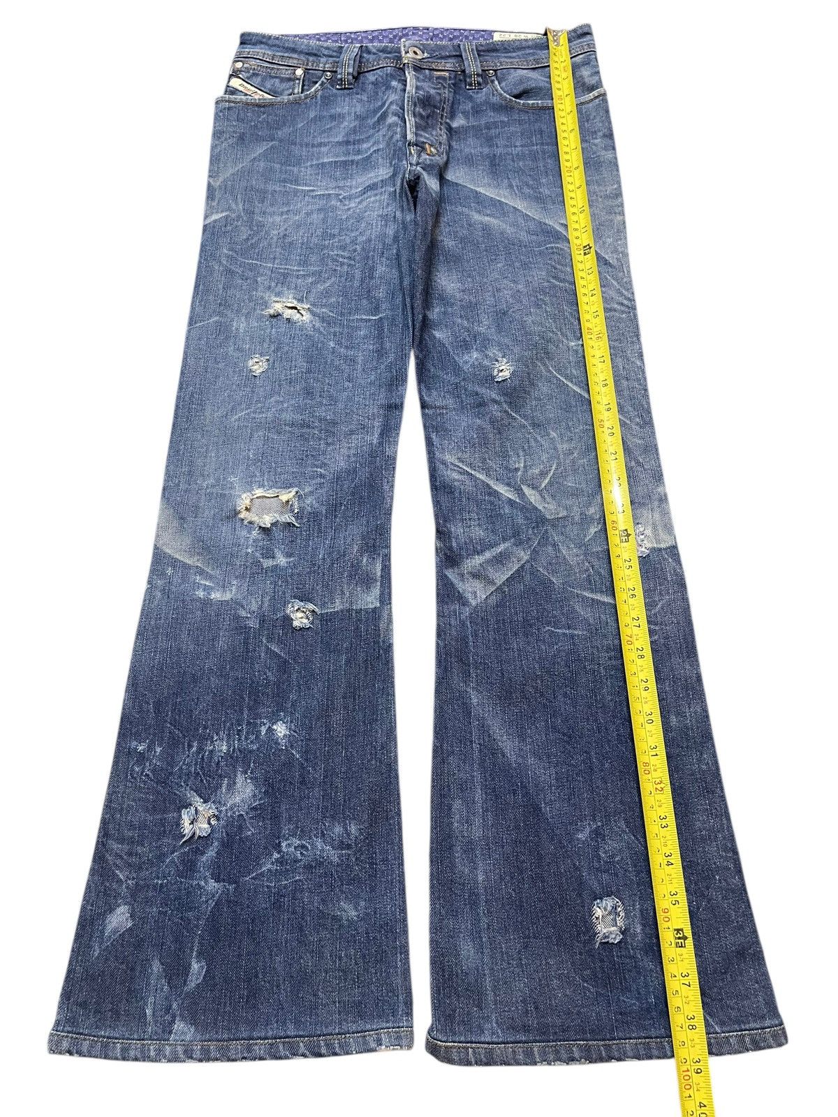 Diesel Vintage Diesel Industry Faded Wash Distress Wide Leg Jeans Size US 30 / EU 46 - 12 Thumbnail