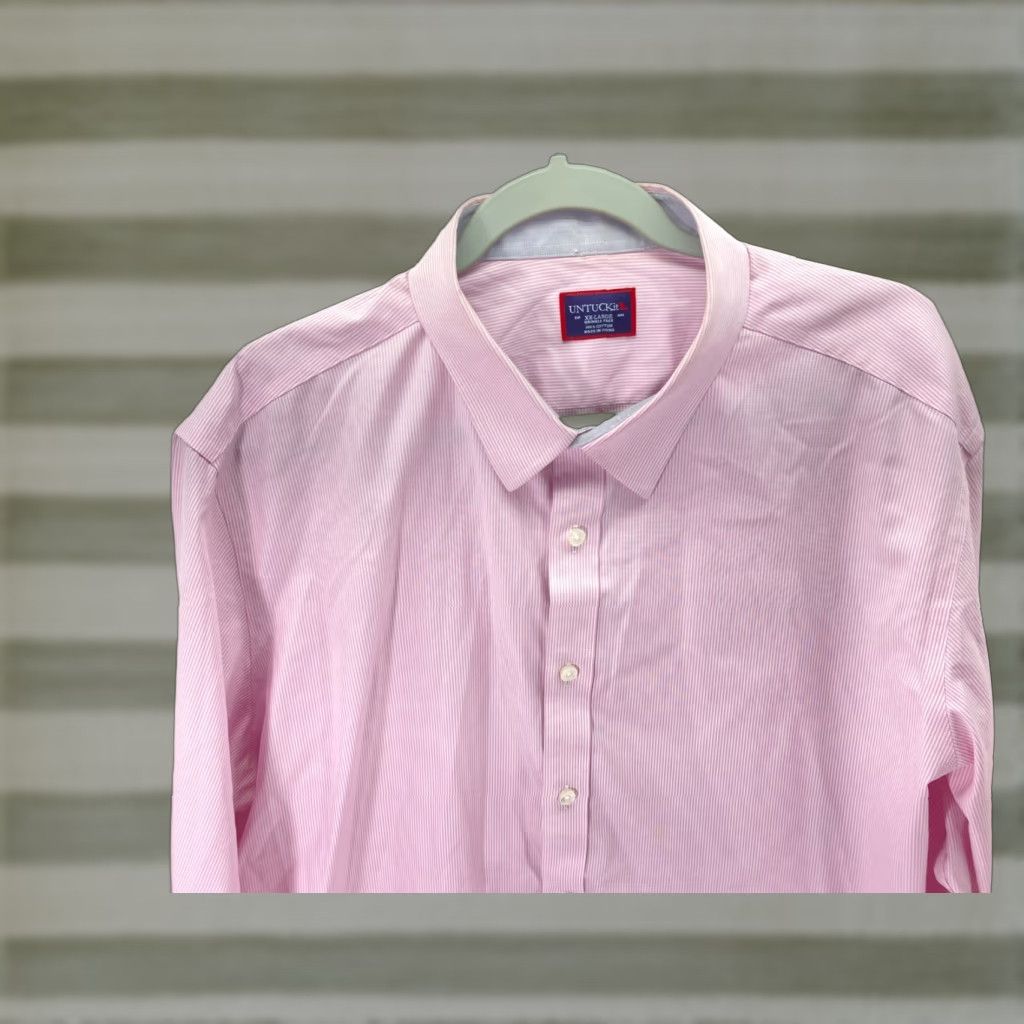 UNTUCKit Untuckit Dress Shirt Mens 2XL Pink Striped Slim Fit Long Sleeve Shirt Size 48R - 1 Thumbnail