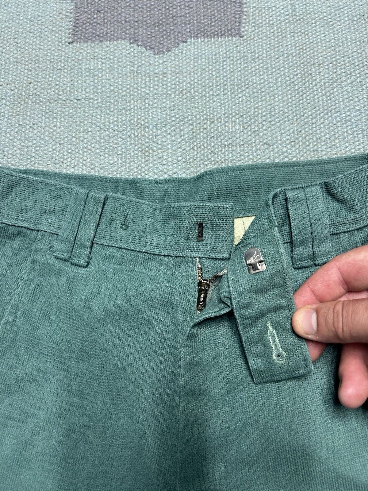 Vintage 1960s pique pants micro corduroy teal turquois tapered 26x31 Size 26" / US 2 / IT 38 - 5 Thumbnail