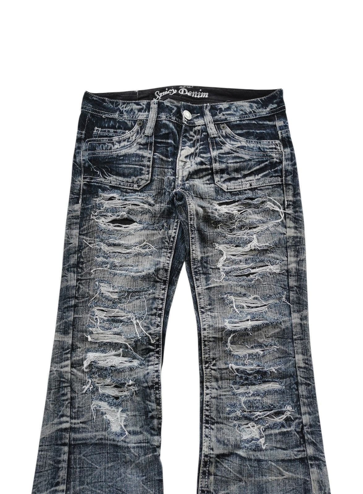 Theory Spice Denim Punk Jeans Flared Bootcuts Clawmark Whisker Boro Size 31" - 1 Thumbnail