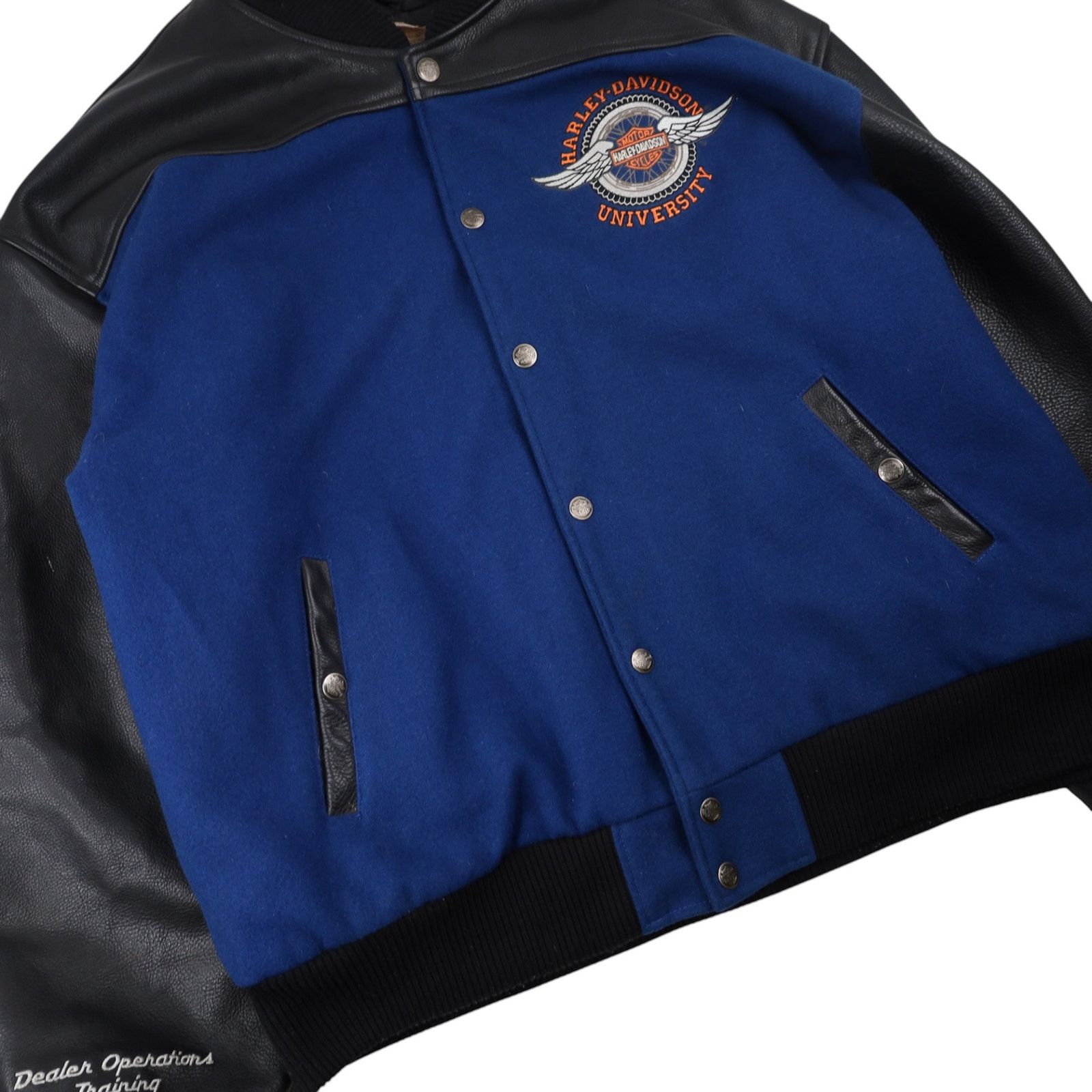 Harley Davidson × Vintage VTG Harley Davidson University Big Logo Letterman Jacket Size US XXL / EU 58 / 5 - 3 Thumbnail