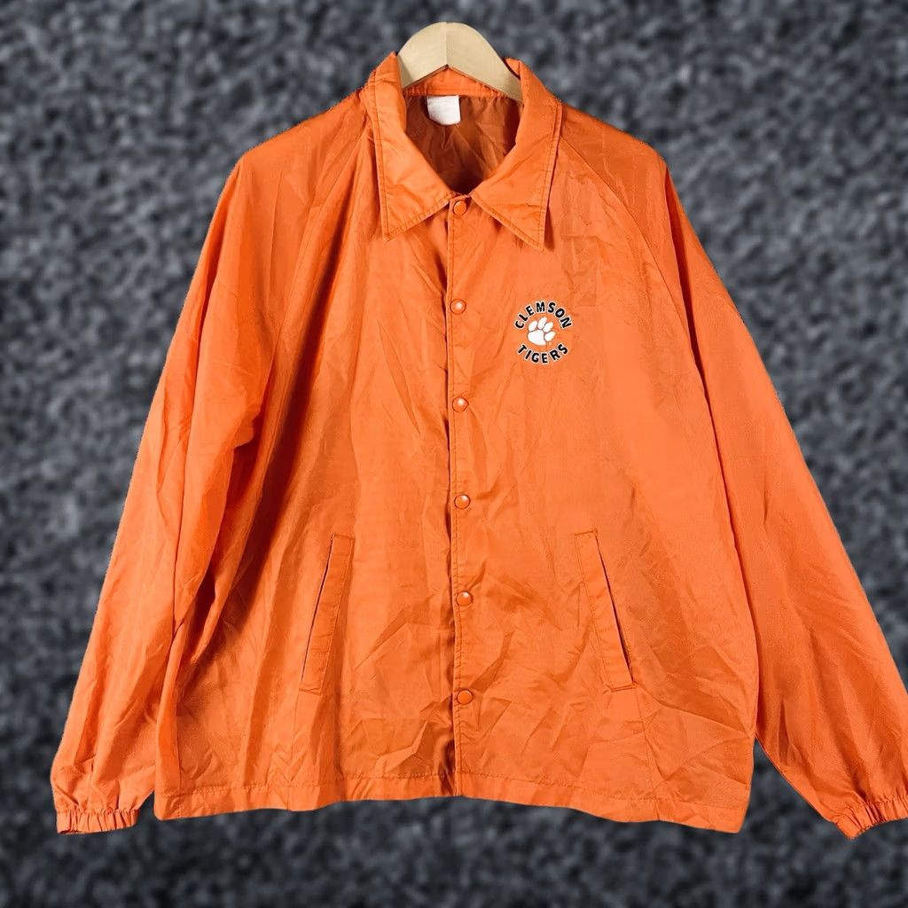 Vintage Vintage Clemson Tigers Orange Windbreaker Jacket XL USA Satin Paper Thin Coaches 90s Bomber Size US XL / EU 56 / 4 - 1 Thumbnail