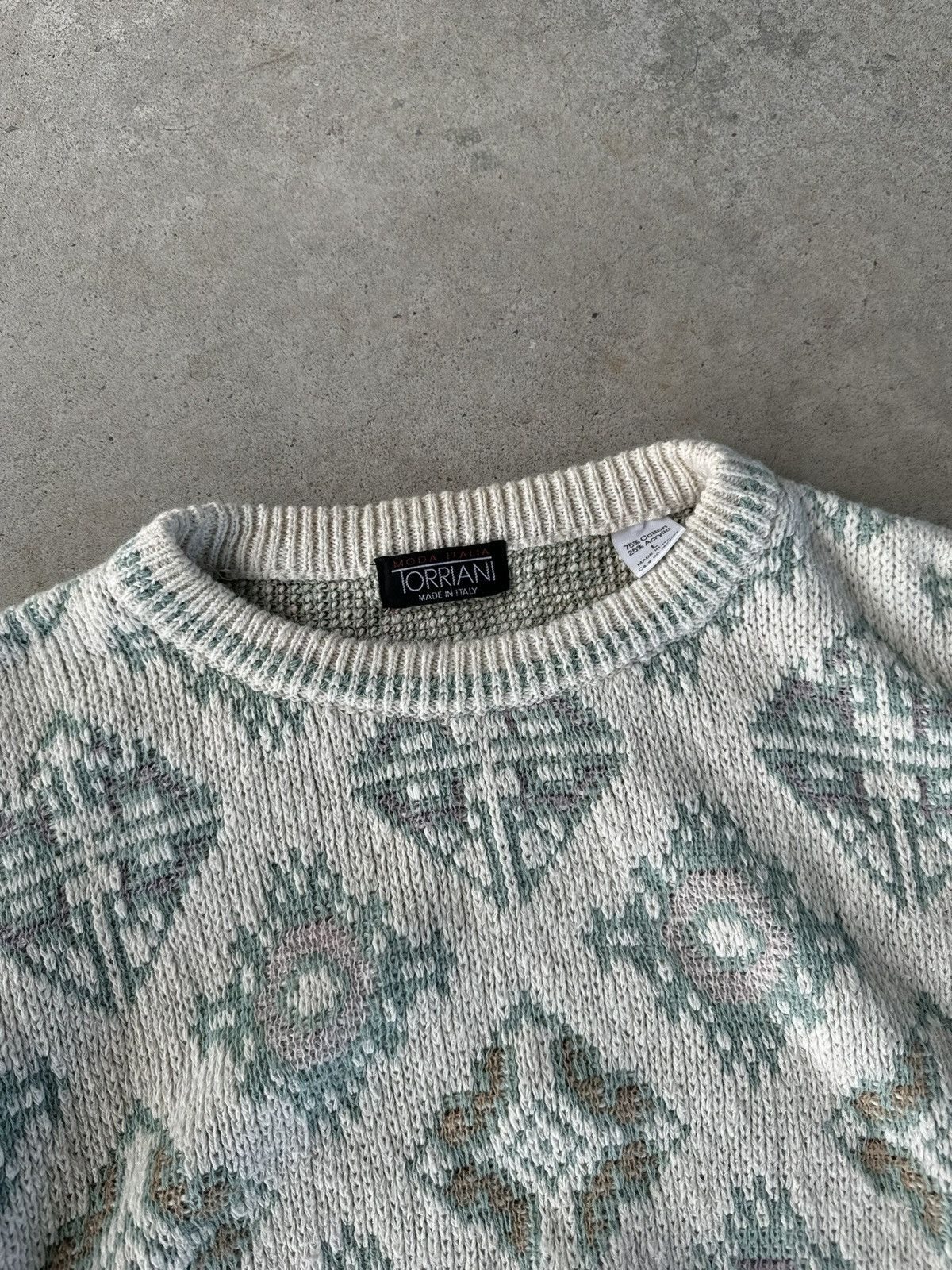 Other Vintage Italian Knit White/Green Sweater Size US L / EU 52-54 / 3 - 2 Thumbnail