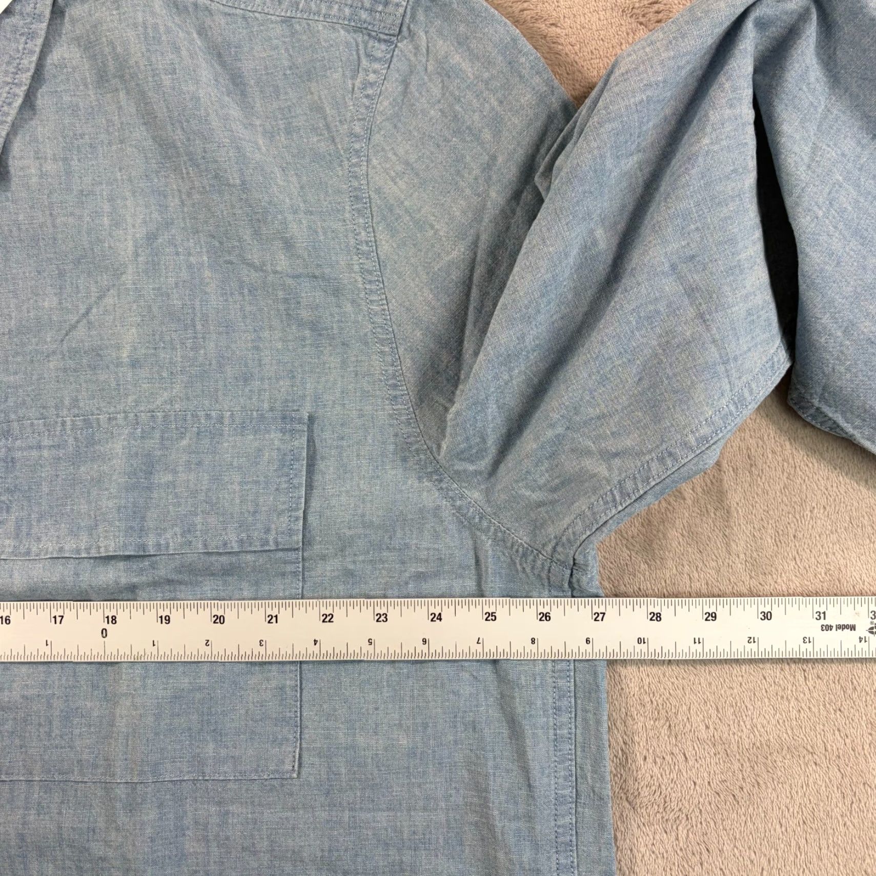 Todd Snyder Todd Snyder Relaxed Chambray CPO Overshirt in Bleached Indigo Men 2XL NWT Size US XXL / EU 58 / 5 - 7 Thumbnail