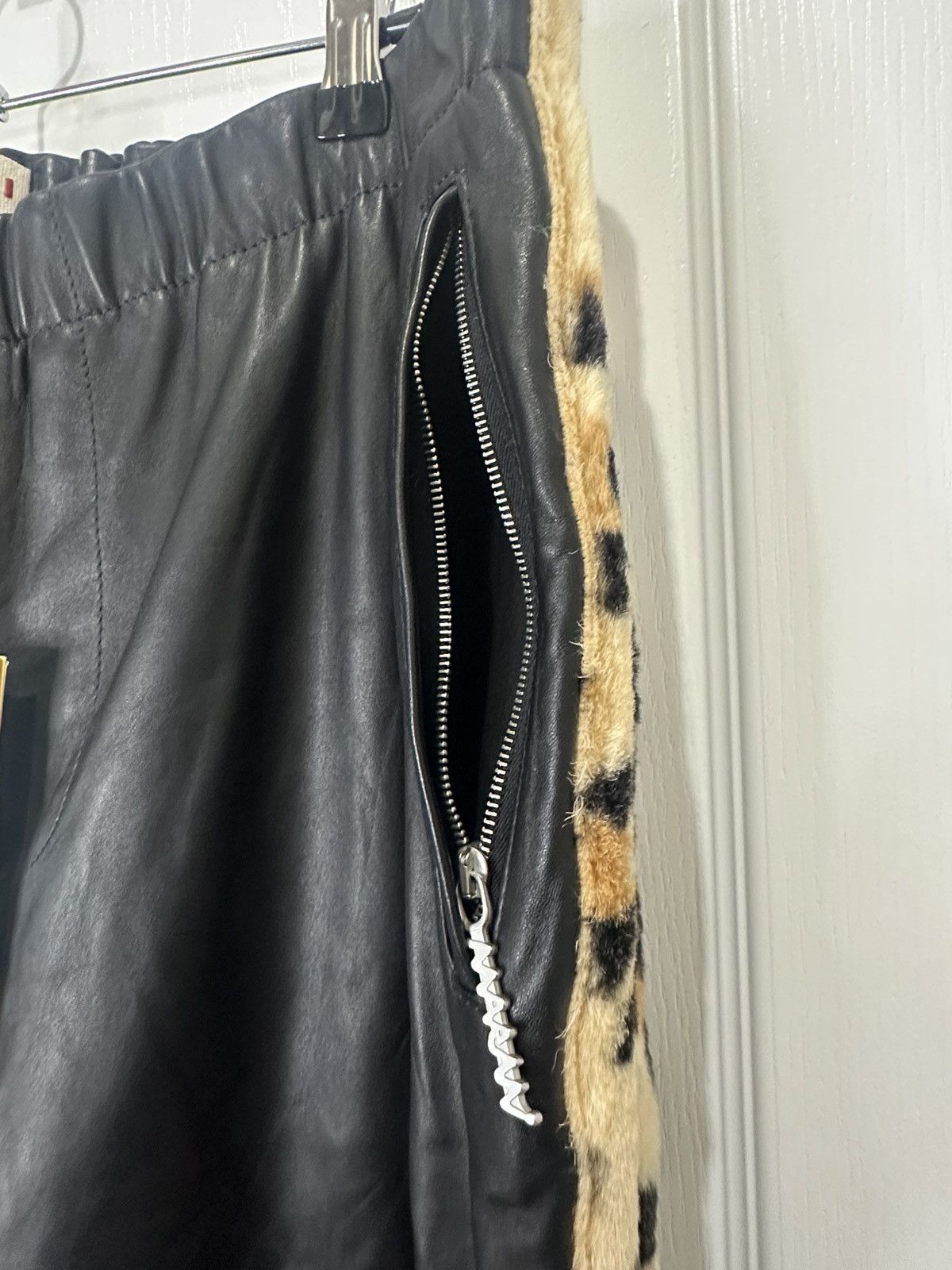 Marni Size 52 Marni Leopard Shearling Trimmed Leather Trousers Size US 44 / EU 60 - 3 Thumbnail