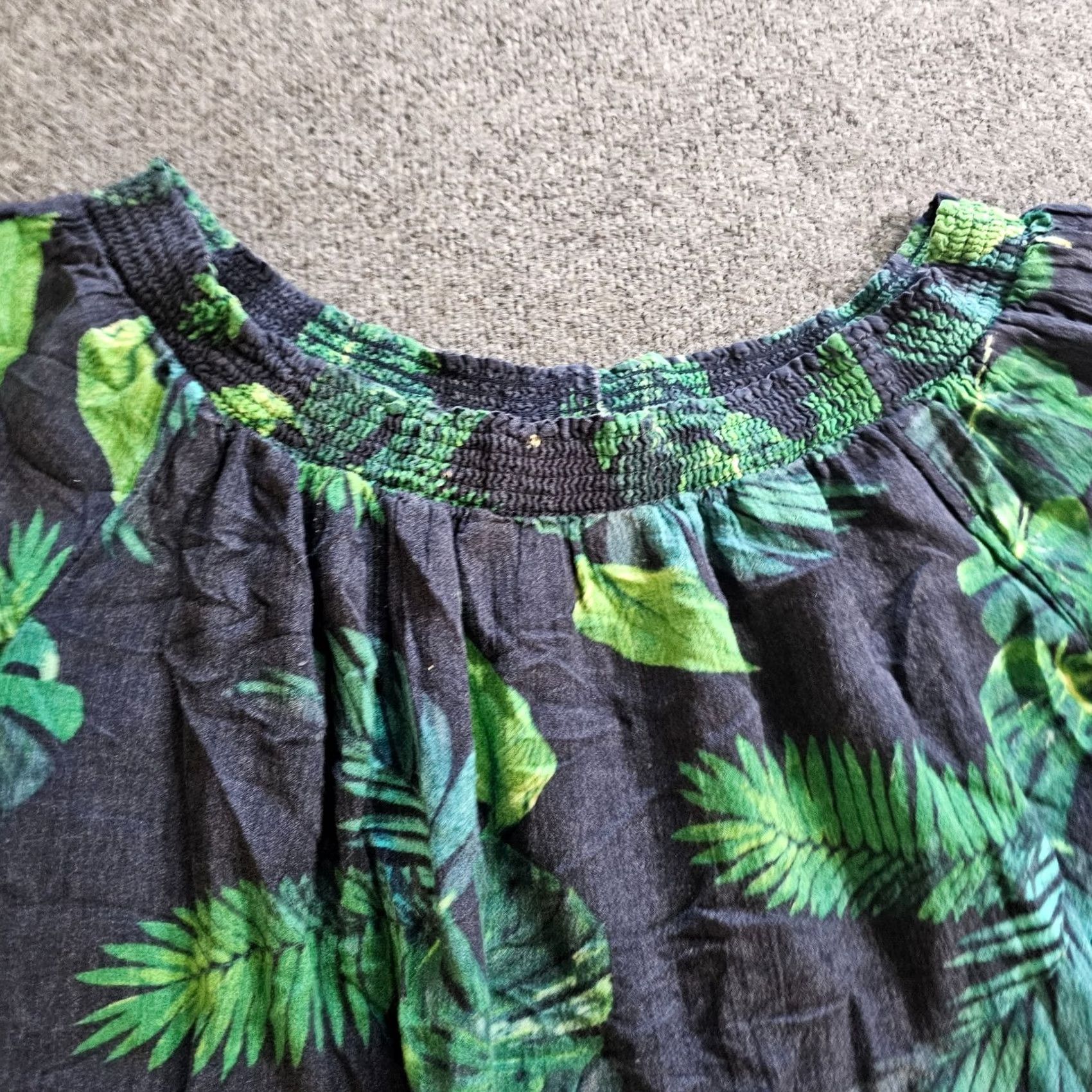 Old Navy Old Navy Top Shirt 2X Black Linen Blend Off Shoulder Tropical Leaves Blouse Women SLIM OFF SHOULDER Vintage: No Size XXL / US 16-18 / IT 52-54 - 2 Thumbnail