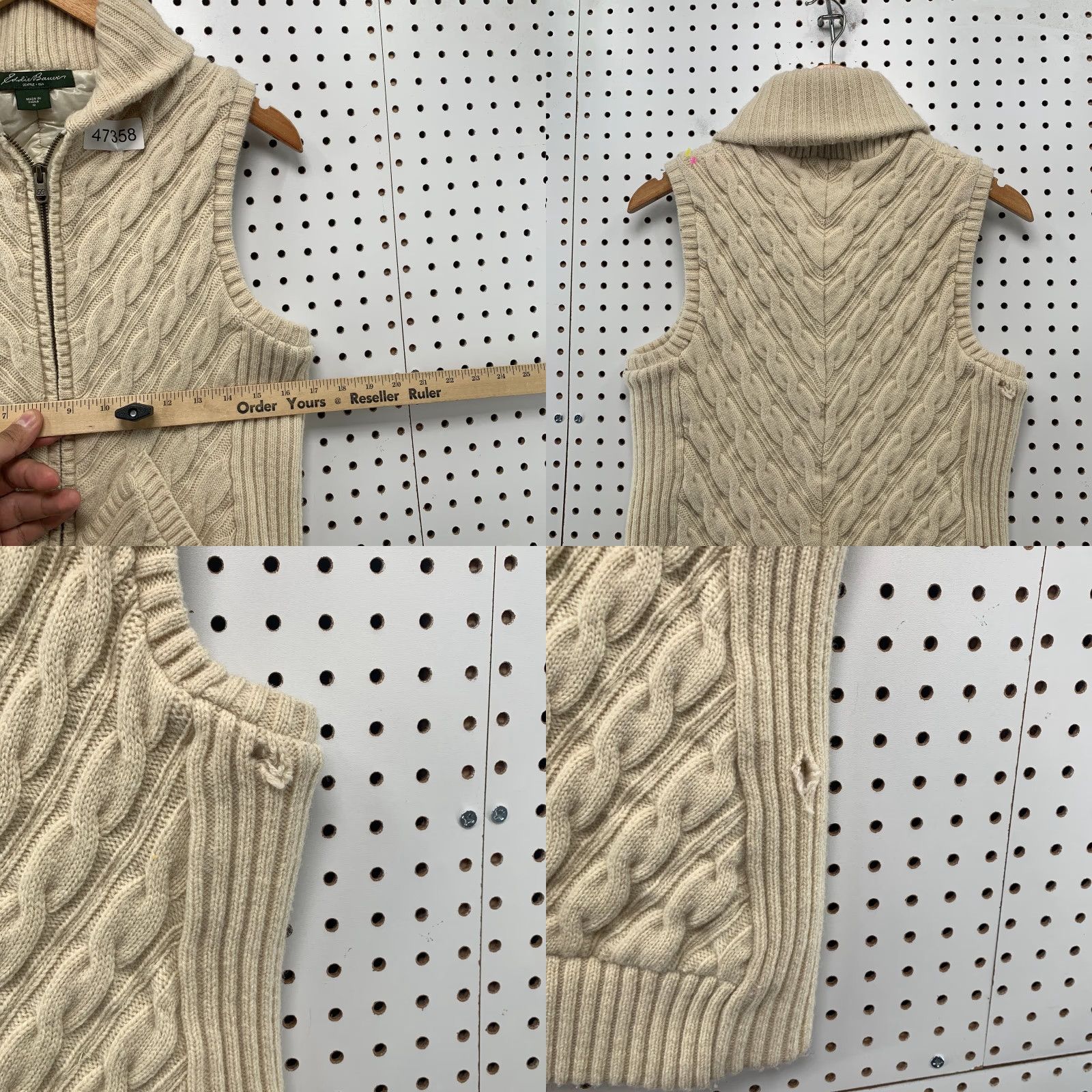 Eddie Bauer Eddie Bauer Wool Vest Jacket Womens Medium Beige Cable Knit Insulated Cozy Vest Size M / US 6-8 / IT 42-44 - 9 Thumbnail