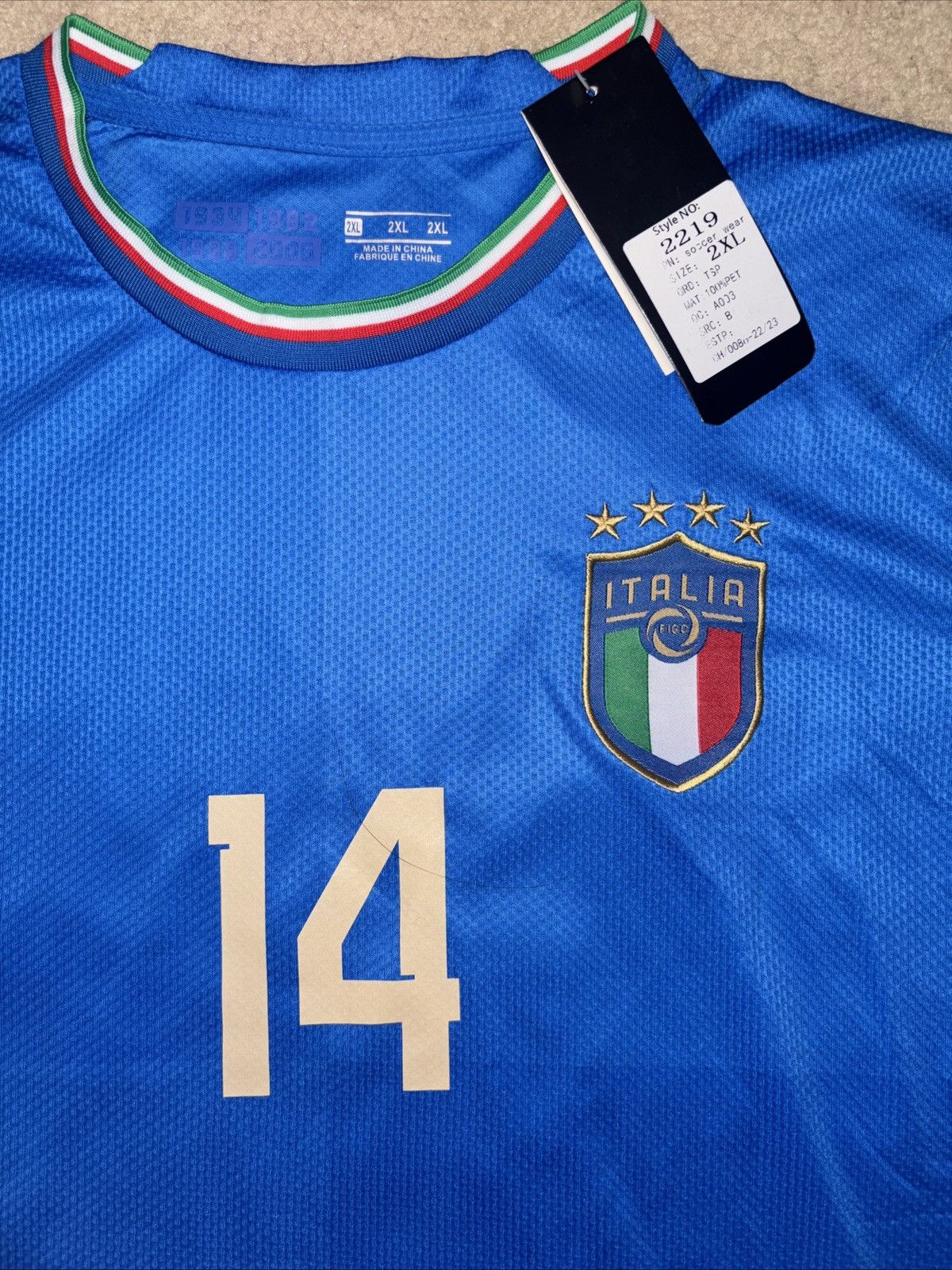 Puma NEW 2022 Italy Home Jersey #14 Chiesa 2XL Puma Soccer Size US XXL / EU 58 / 5 - 4 Thumbnail