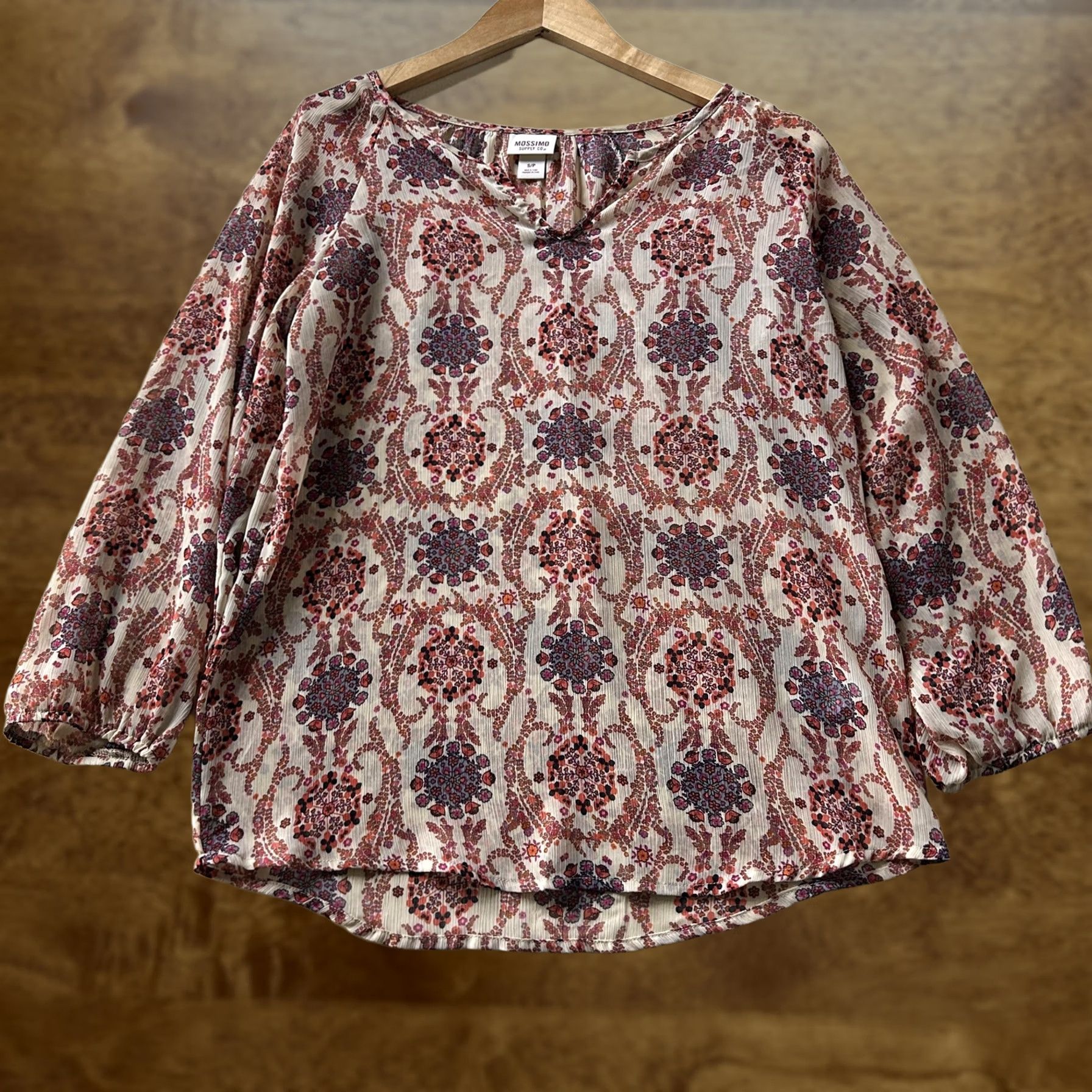 Mossimo Mossimo Supply Co. Blouse Womens Small Multicolor Floral Sheer 3/4 Sleeve Tunic Size S / US 4 / IT 40 - 1 Thumbnail