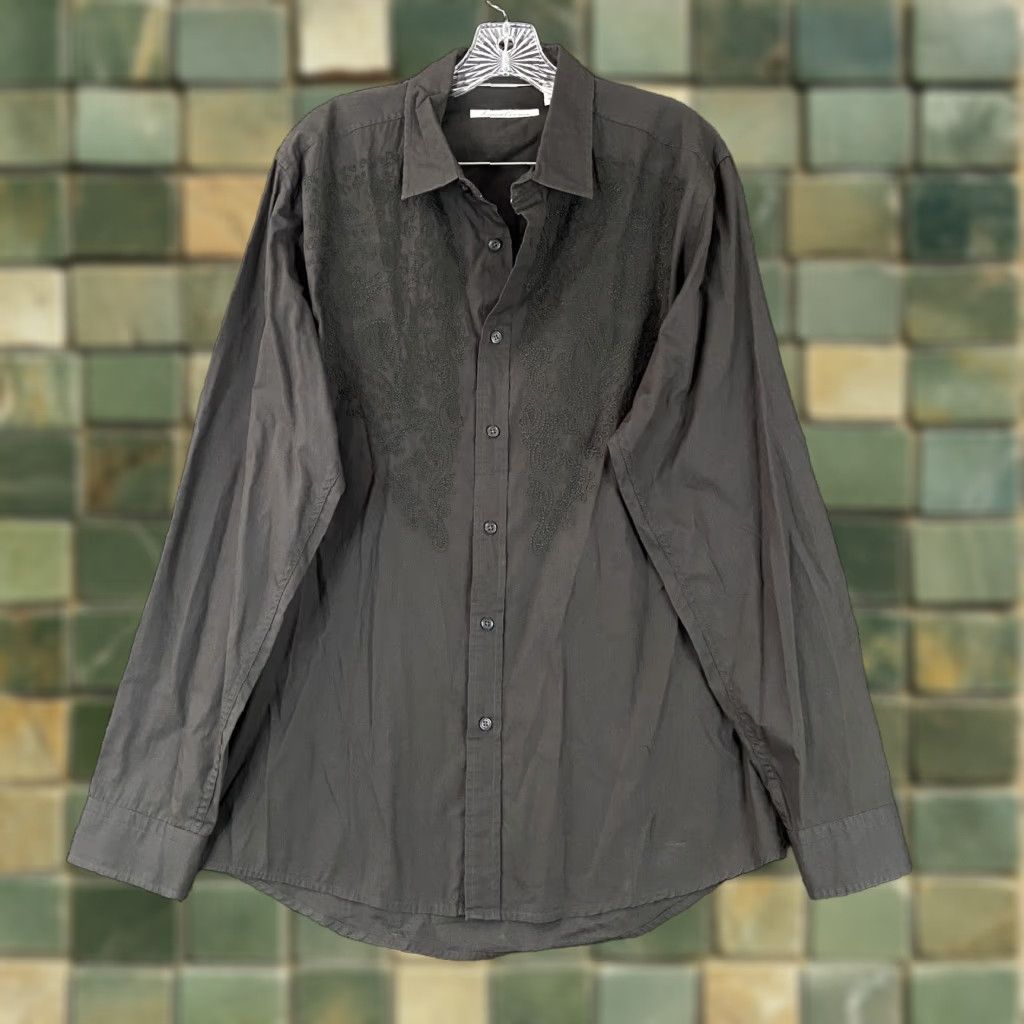 Kenneth Cole Kenneth Cole Men’s L Embroidered Button-Up Long Sleeve Gray Shirt Size US L / EU 52-54 / 3 - 1 Thumbnail