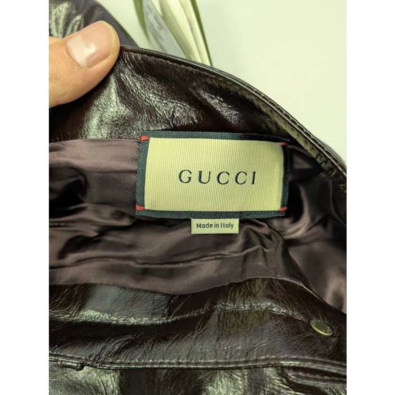 Gucci o1rshd1 Shiny Soft Leather Pant in Shiny Bordeaux Size US 32 / EU 48 - 15 Thumbnail