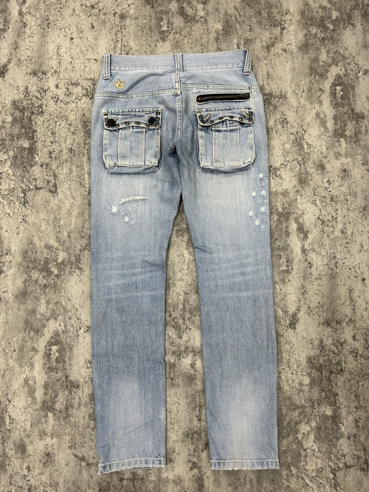 Hysteric Glamour × Japanese Brand × Seditionaries Word Wide Love Skull Ring Distressed Jeans Size US 30 / EU 46 - 2 Thumbnail