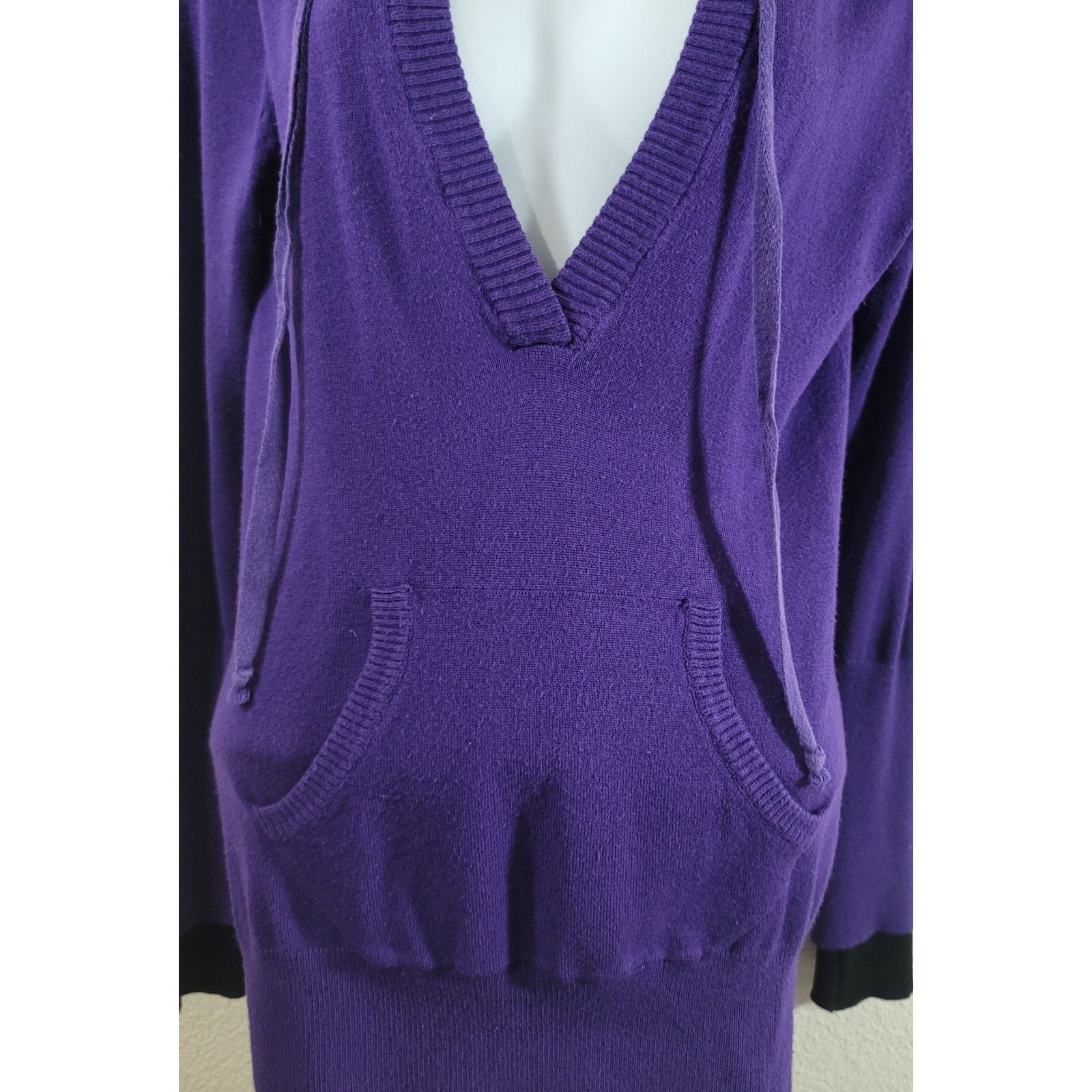 rue21 Rue 21 Purple Deep V Neck Drawstring Hoodie Sweater Medium Size M / US 6-8 / IT 42-44 - 5 Thumbnail