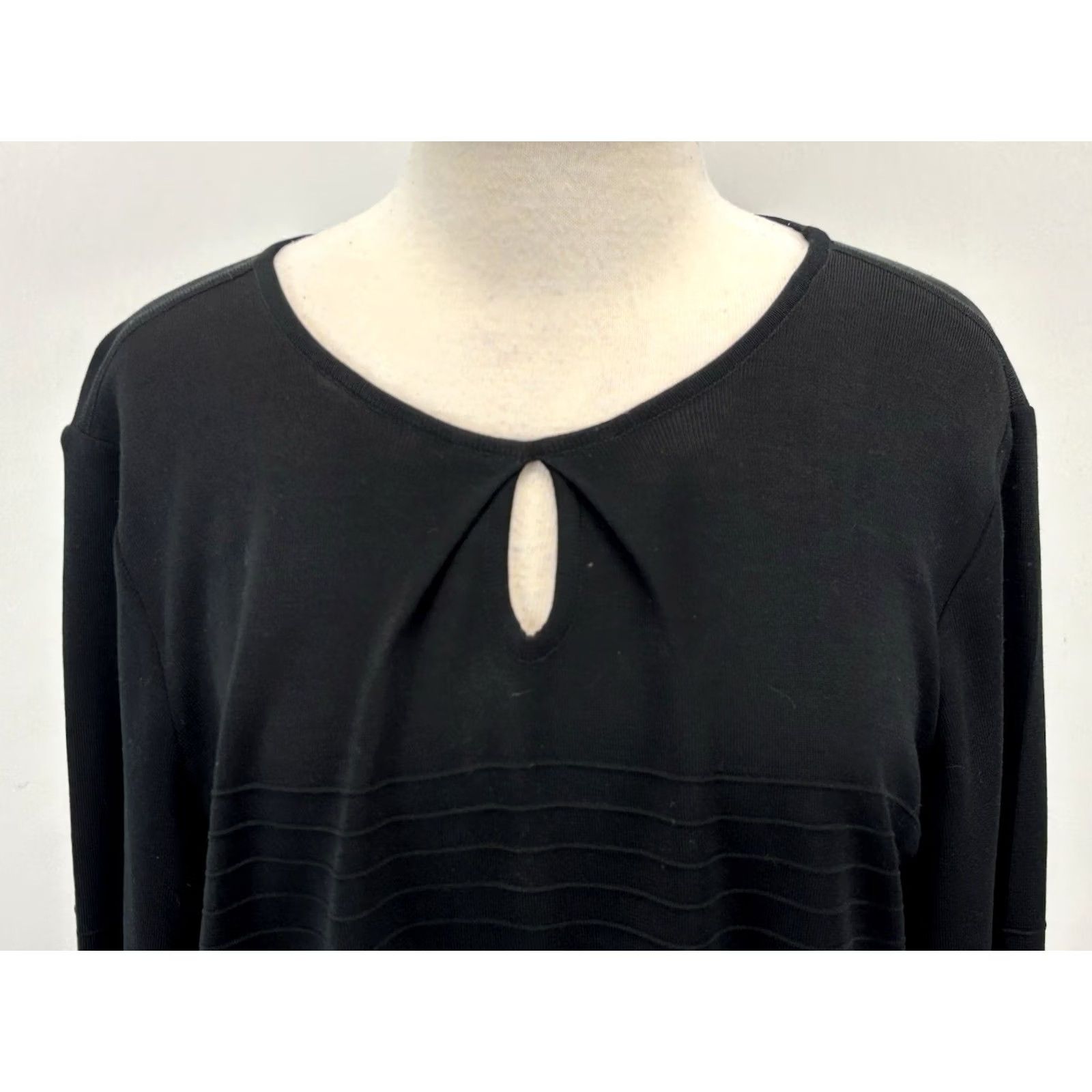 Vintage Ming Wang Pullover Sweater Women’s XL Black Keyhole Fine Knit Classic Minimalist Size XL / US 12-14 / IT 48-50 - 5 Thumbnail
