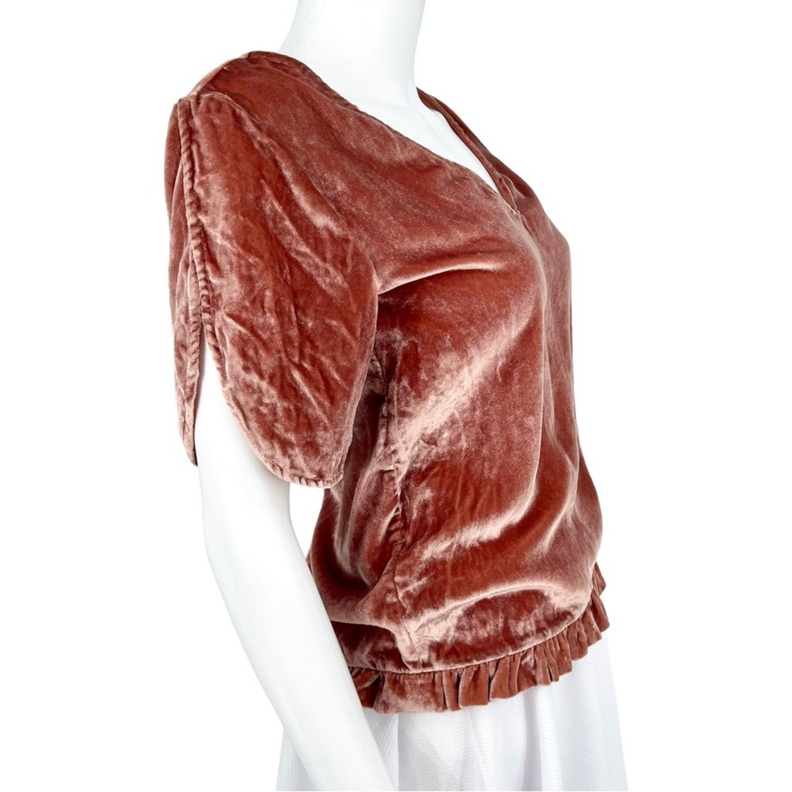 Madewell Madewell Flare Orange Velvet Tulip-Sleeve Ruffle Top XXS Size XXS / US 00 / IT 34 - 8 Thumbnail