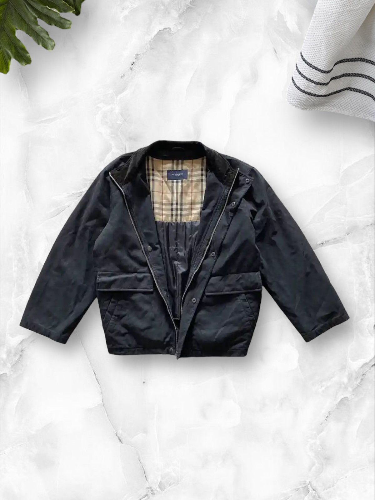 Burberry × Vintage Vintage Burberry Nova Check Velvet Bomber Jacket Size US L / EU 52-54 / 3 - 1 Thumbnail
