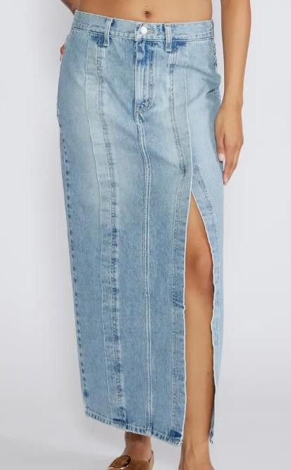 Other NWT Etica Denim Maxi Skirt Sz 27 Light Wash Side Slit Size 28" / US 6 / IT 42 - 1 Thumbnail