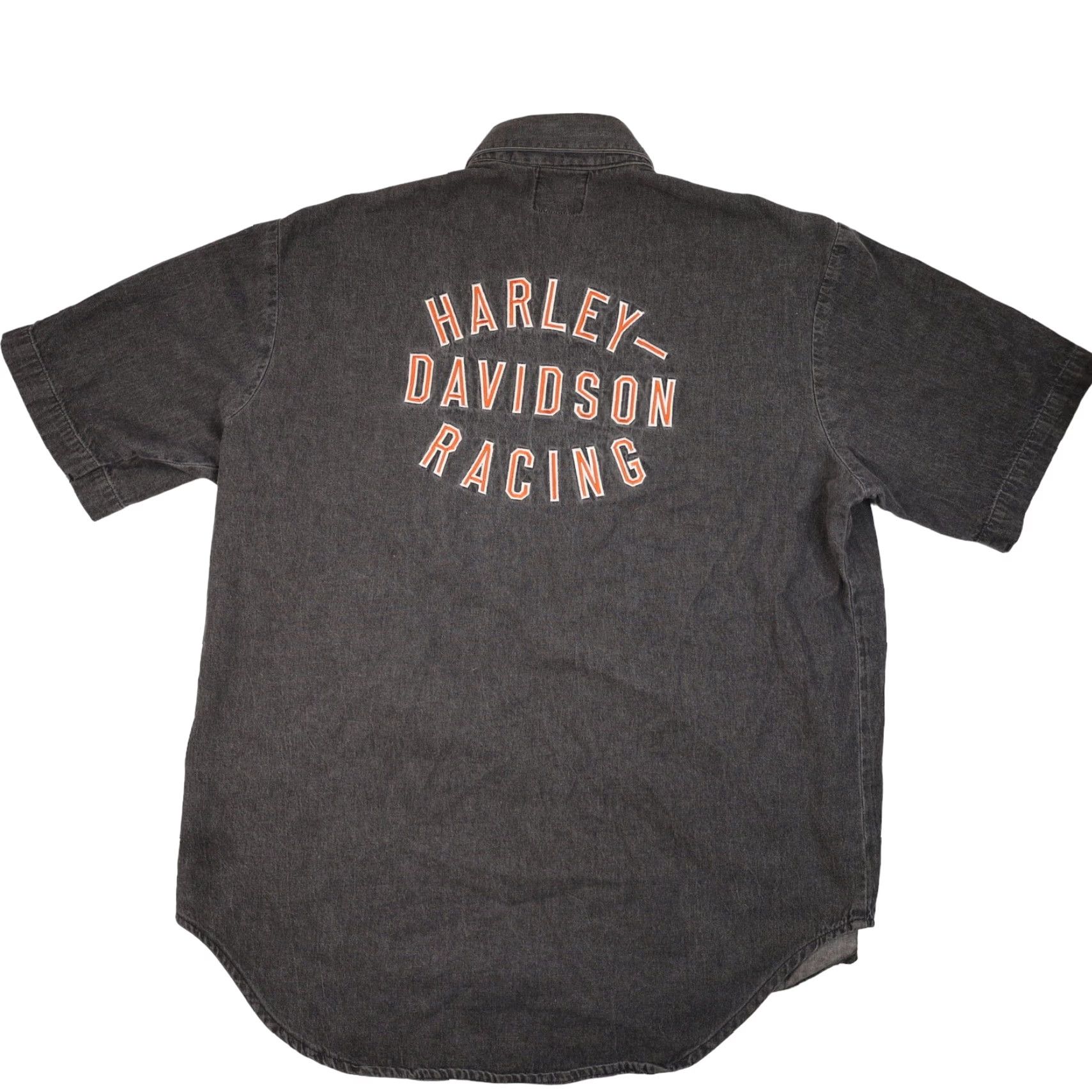 Harley Davidson VINTAGE Harley-Davidson Racing Embroidered Spellout Button Down Shirt Men XL Gray Shirt Mens XL Button-Up Size US XL / EU 56 / 4 - 2 Thumbnail