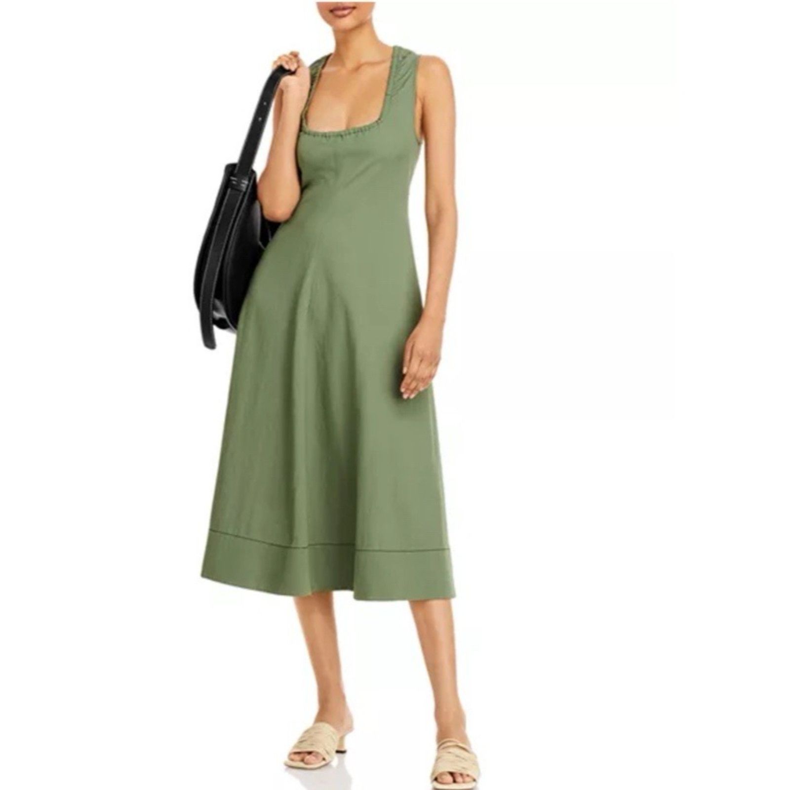 Proenza Schouler Proenza Schouler White Label Drawstring Midi Dress Green 6 Size M / US 6-8 / IT 42-44 - 1 Thumbnail