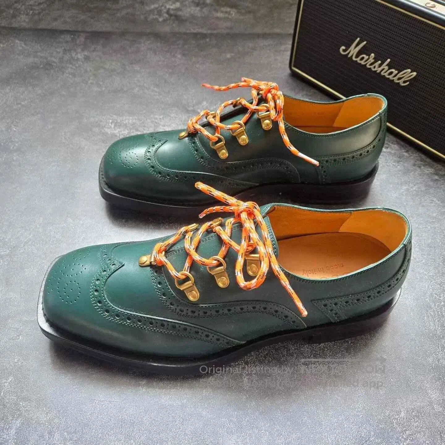 Gucci Gucci Green Embossed Leather Shoes. Size US 8 / EU 41 - 1 Thumbnail