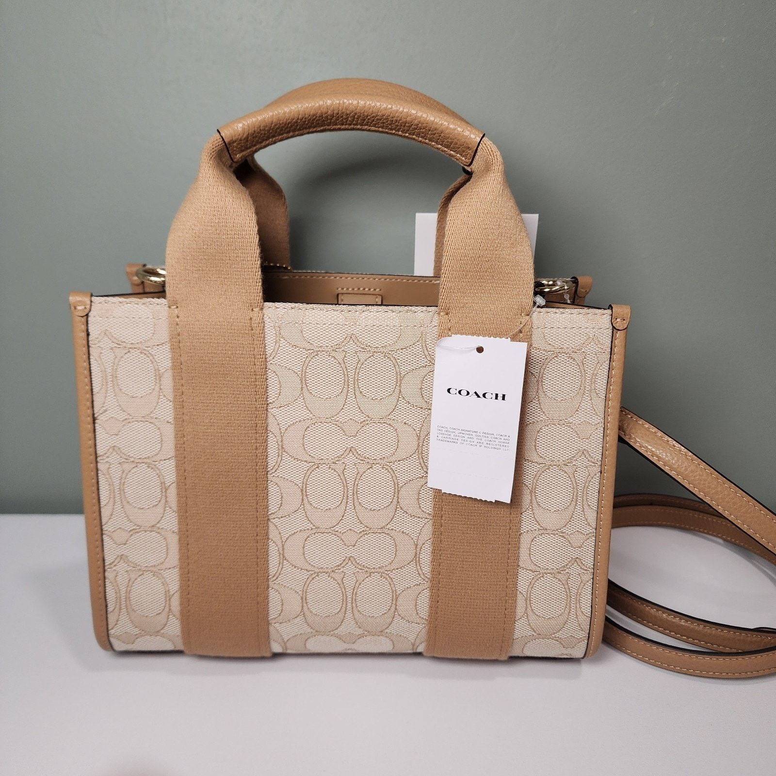 Coach Coach CAR78 Signature Jacquard Smith Tote 24 Light Khaki Size ONE SIZE - 4 Thumbnail
