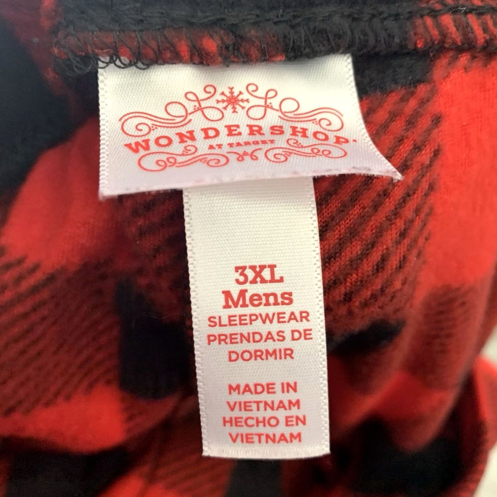 Vintage WONDERSHOP Fleece Pants Mens 3XL Red Black Buffalo Plaid Pajama Pants Lounge Sleepwear Winter Holiday Classic Elastic Waist Machine Washable Size US 39 - 2 Thumbnail
