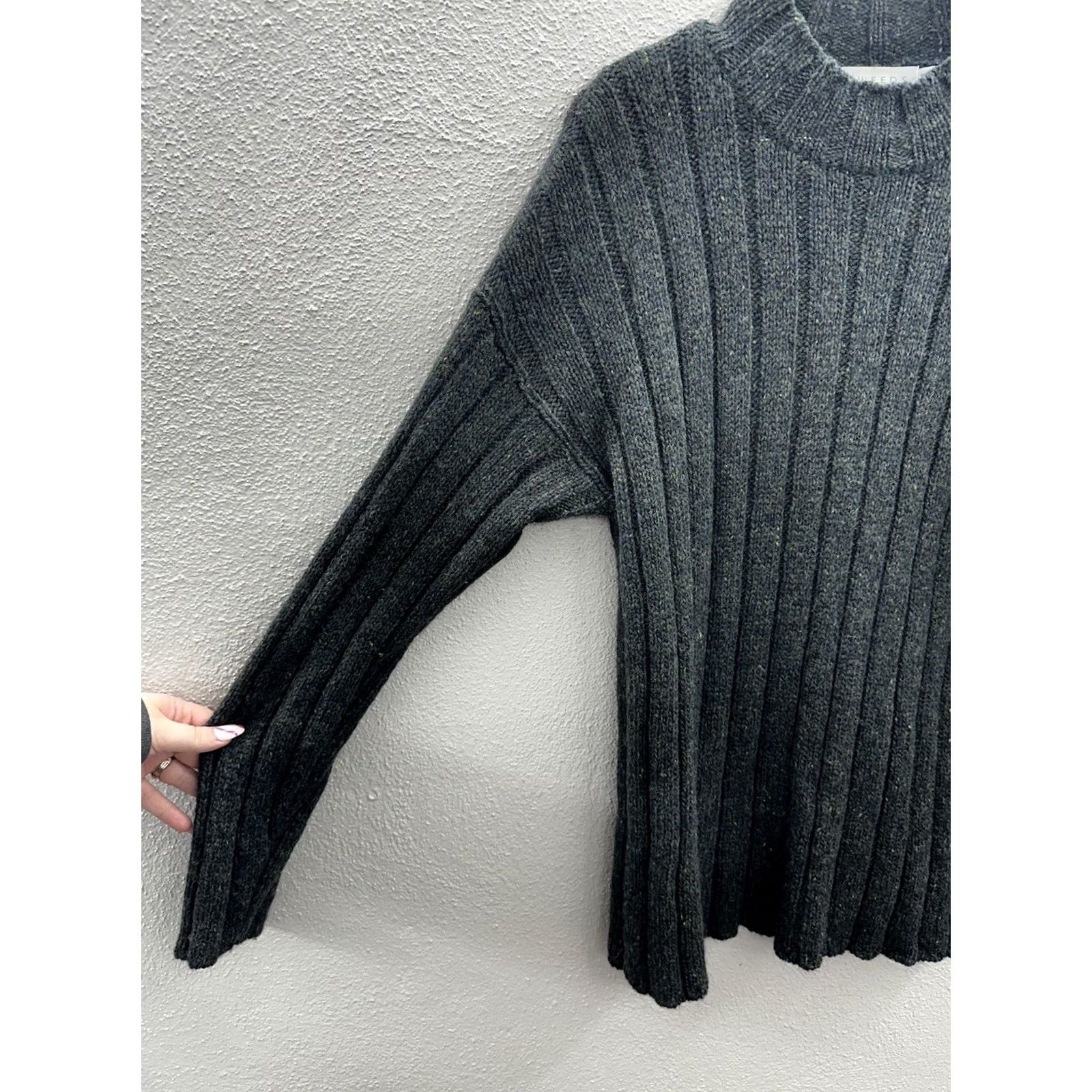 Vintage Tweeds Sweater Wool Mohair Blend Long Sleeve Mock Neck Green Women Medium Knit Style Pullover Casual Autumn Winter Womens Size M / US 6-8 / IT 42-44 - 3 Thumbnail