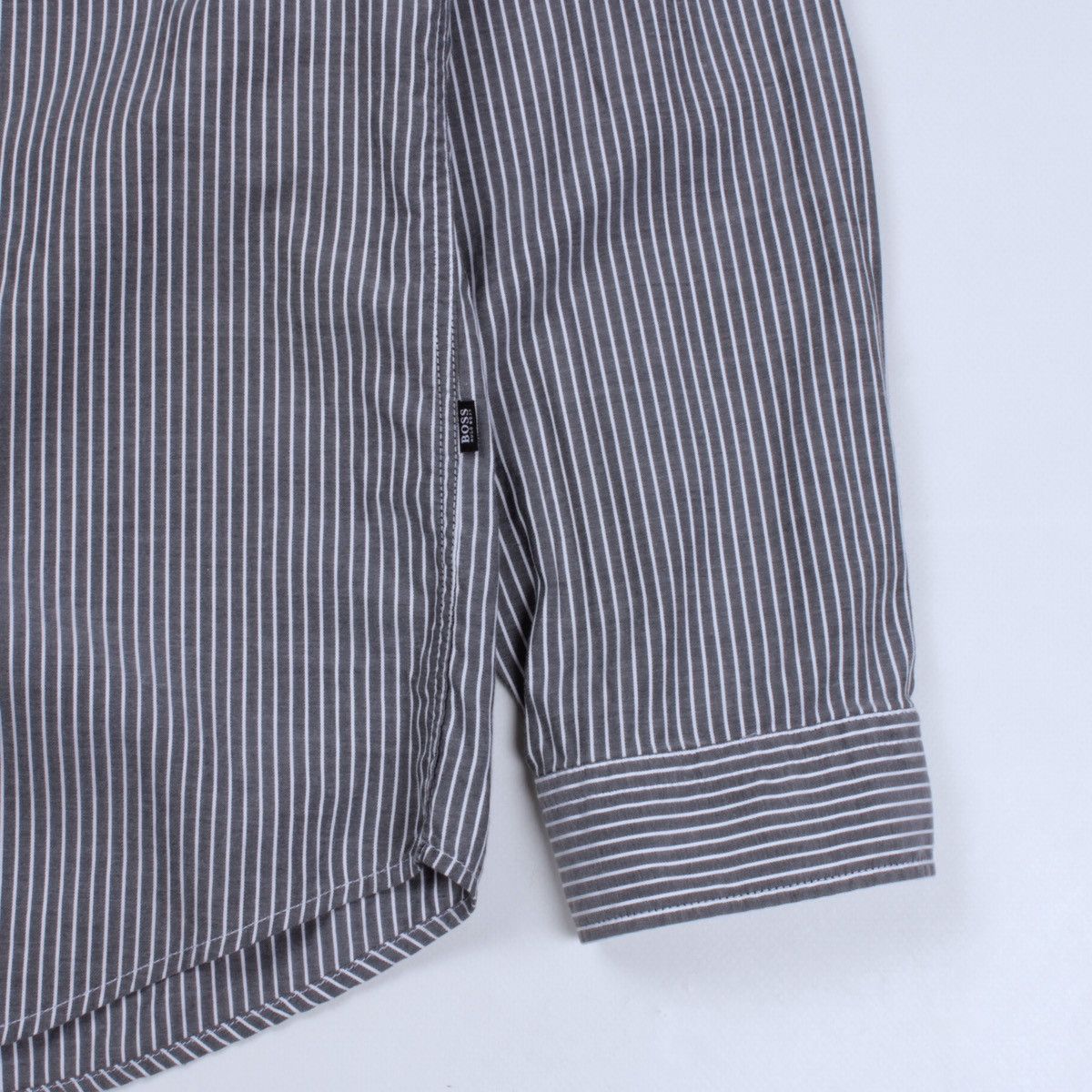 Designer × Hugo Boss HUGO BOSS Lorenzo Striped Gray White Shirt Dress Casual Size US L / EU 52-54 / 3 - 6 Thumbnail
